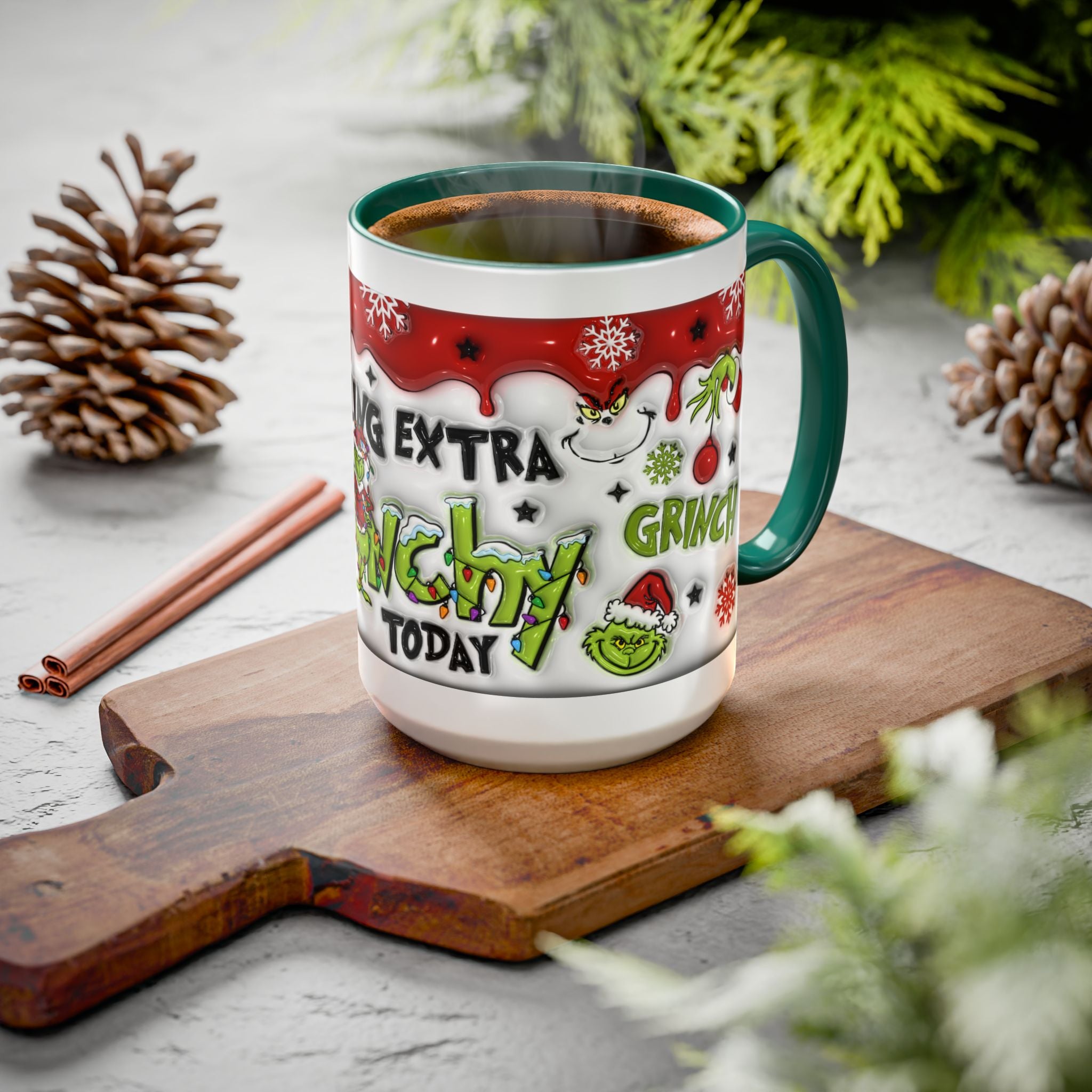 Grinch Holiday Mug - Feeling Extra Grinchy Today! Christmas Gift, Funny Coffee Cup, Holiday Decor, Winter Warmth