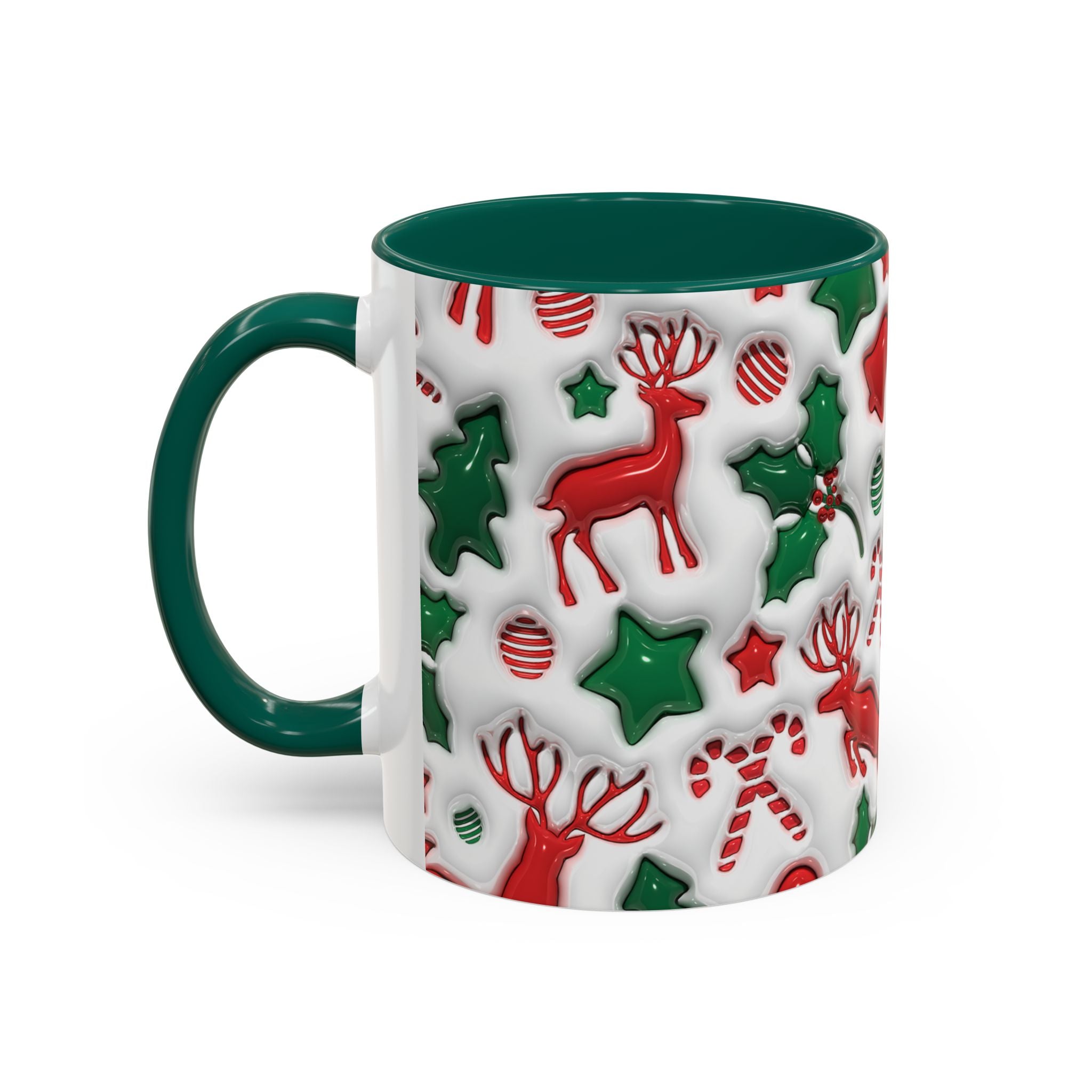 Festive Holiday Mugs, Christmas Coffee Cups, Colorful Reindeer and Candy Cane Design, Cozy Winter Drinkware, Perfect Gift for Holidays