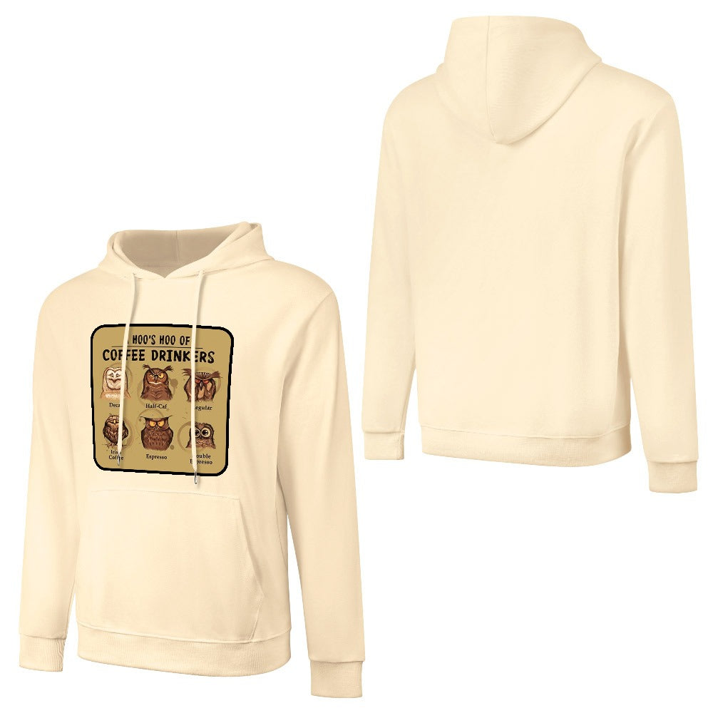 Hoo's Hoo of Coffee Drinkers Multiple colors New Pure cotton hooded sweater