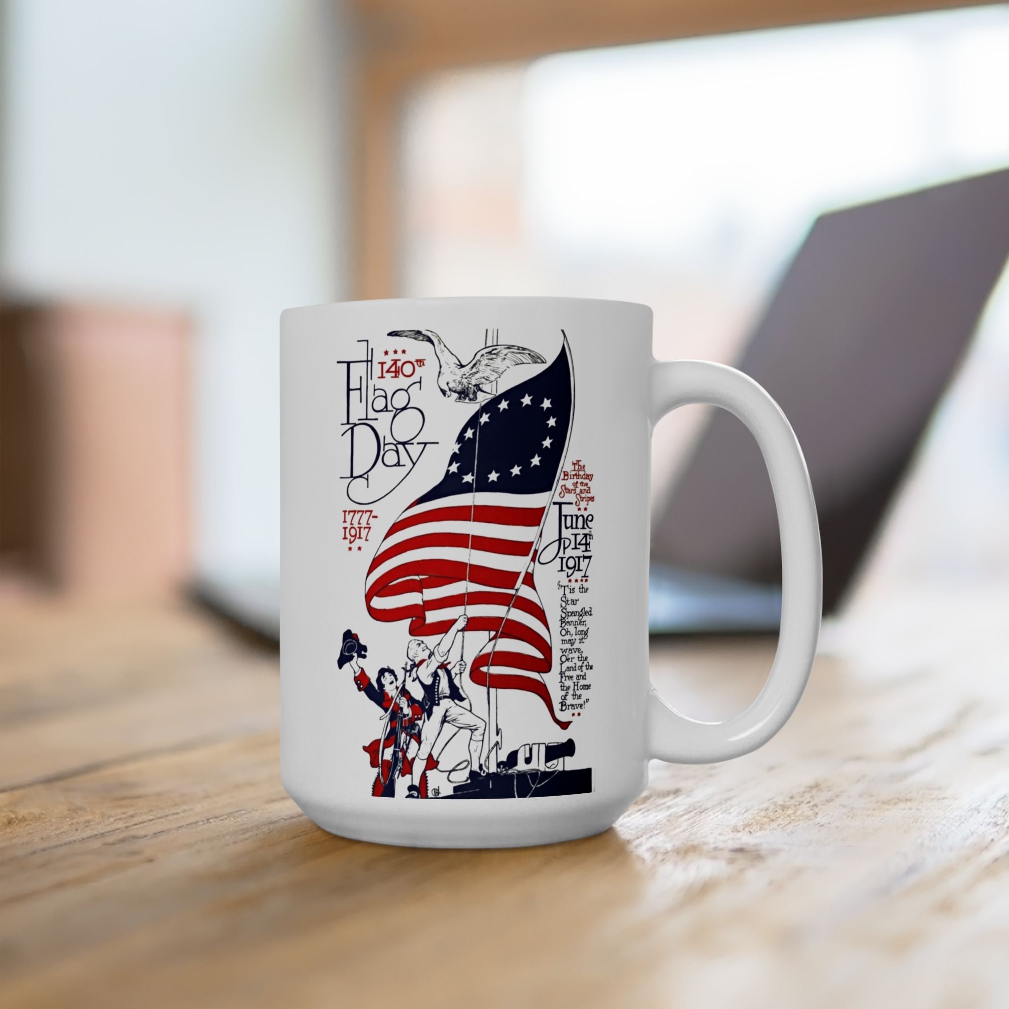 American Flag Day  Illustration Mug | Patriotic 11oz 15oz Ceramic