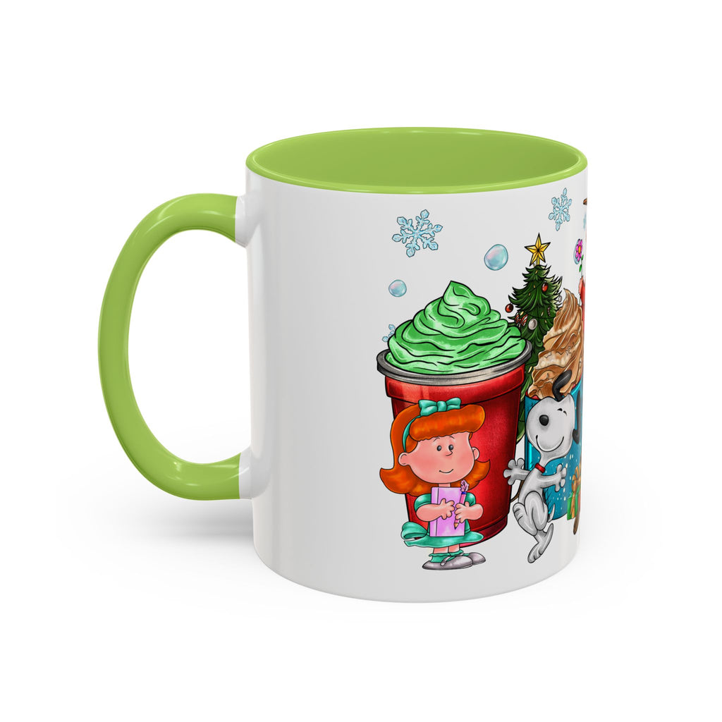 The Peanut Gang Christmas Characters Accent Coffee Mug | Holiday Cocoa Cartoon Mug