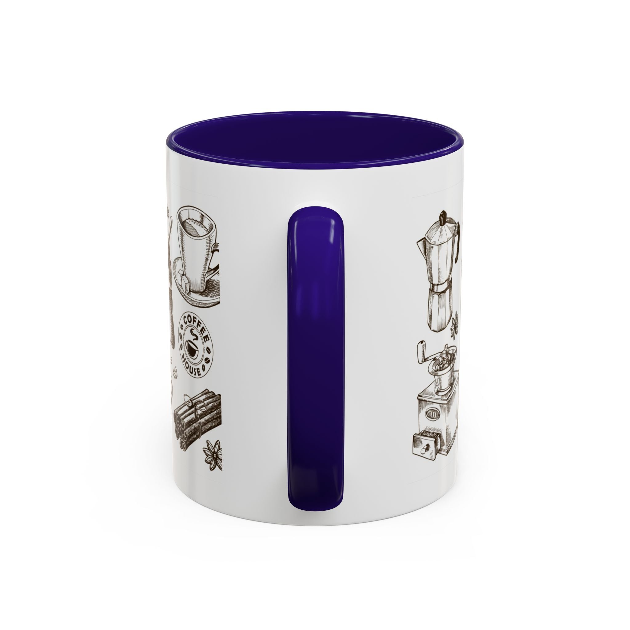Coffee Pattern Mug — Illustrated Coffee Beans & Brewing Tools (11oz/15oz)
