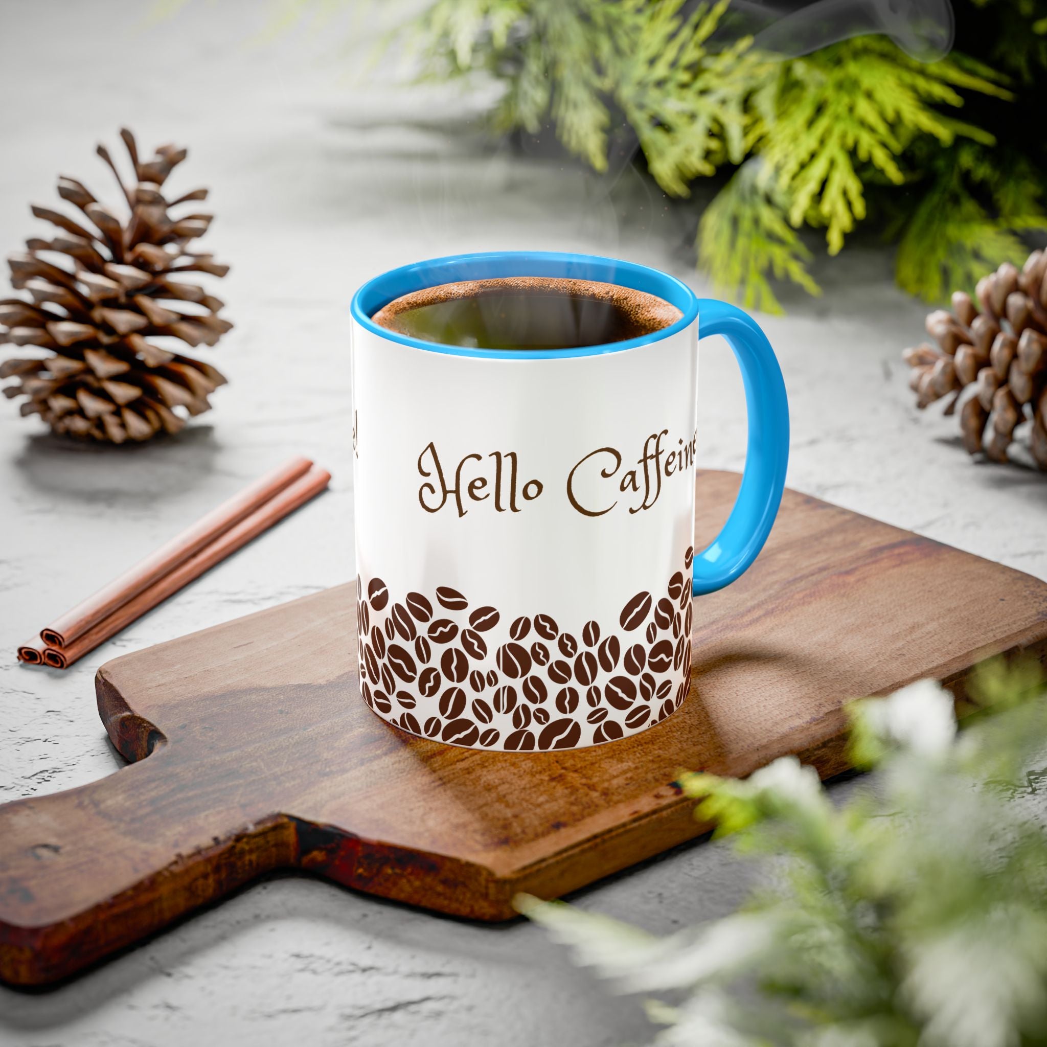 Hello Caffeine! Coffee Bean Ceramic Mug (11oz & 15oz)
