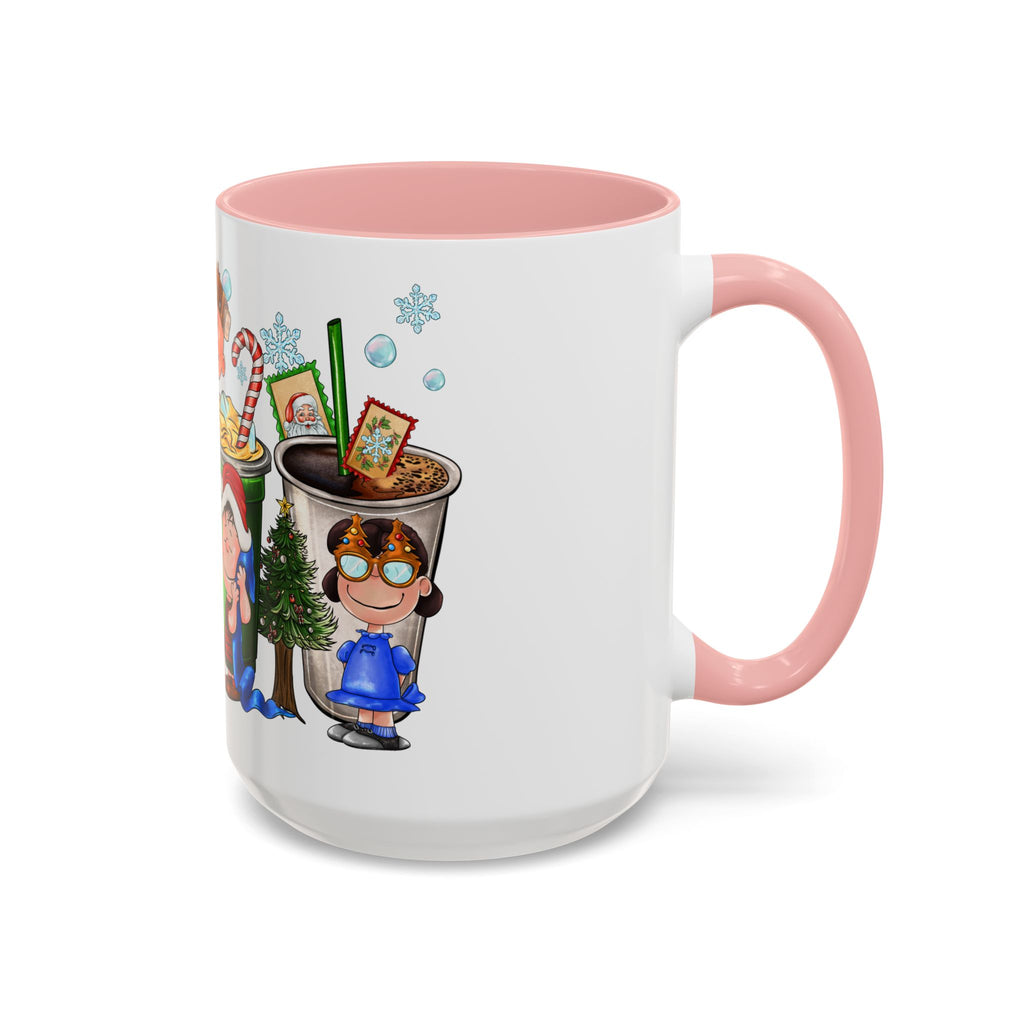 The Peanut Gang Christmas Characters Accent Coffee Mug | Holiday Cocoa Cartoon Mug