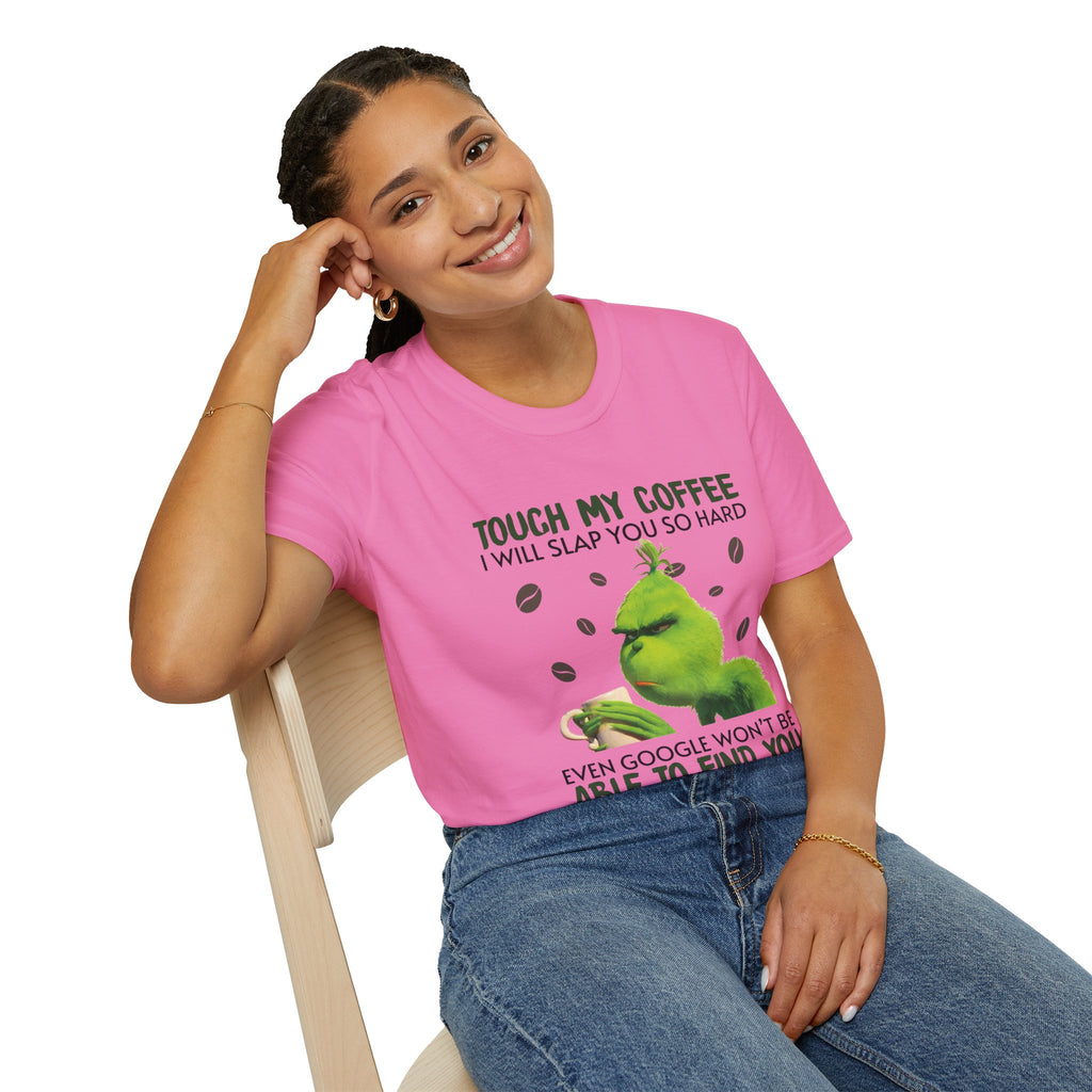 Funny Grinch Coffee T-Shirt, Unisex Tee for Coffee Lovers, Holiday Gift, Quirky Humor Shirt, Perfect for Christmas and Birthdays