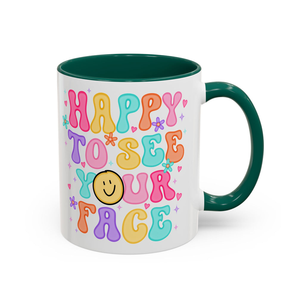 Happy To See Your Face Colorful Coffee Mug — Retro Smiley 11oz/15oz