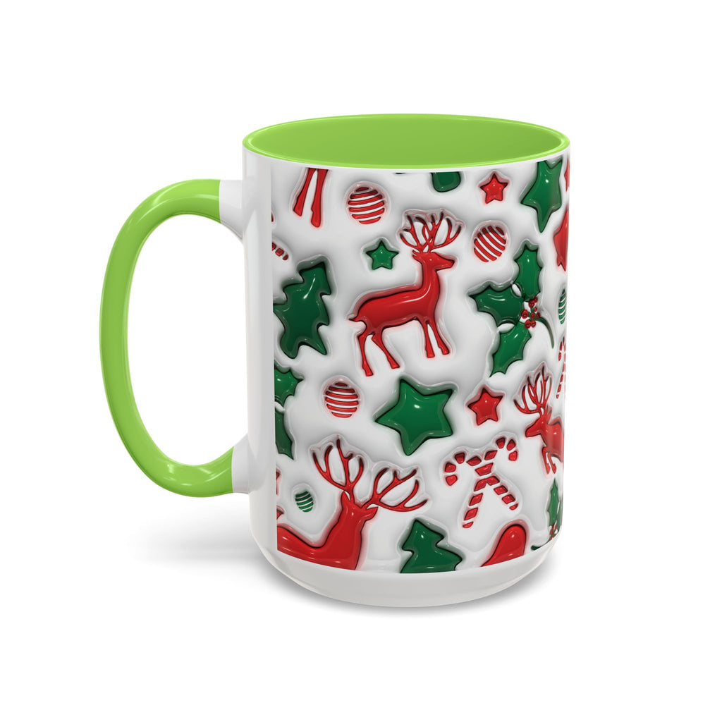Festive Holiday Mugs, Christmas Coffee Cups, Colorful Reindeer and Candy Cane Design, Cozy Winter Drinkware, Perfect Gift for Holidays