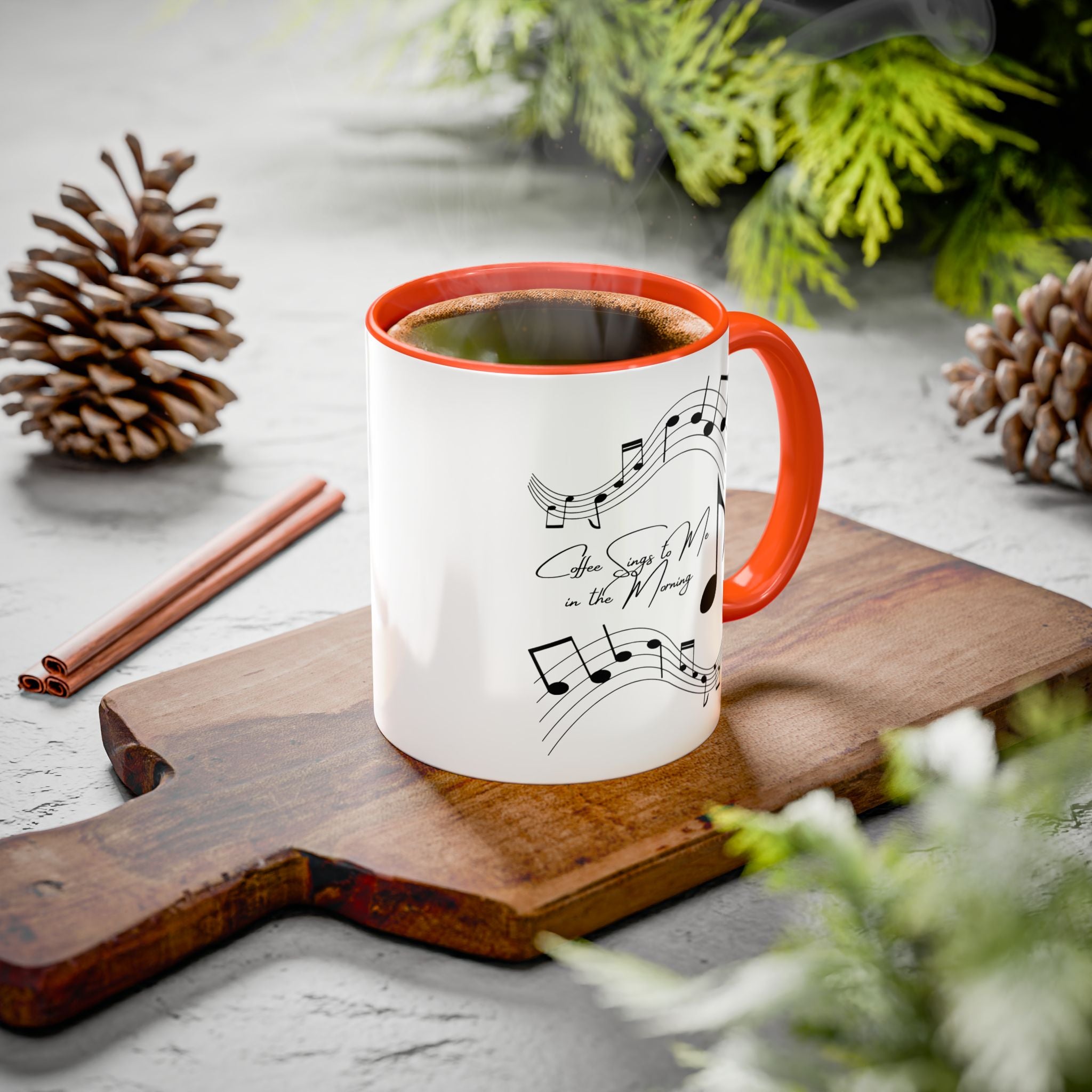 Music Notes Ceramic Mug — "She Sings to Me in the Morning" (11oz/15oz)