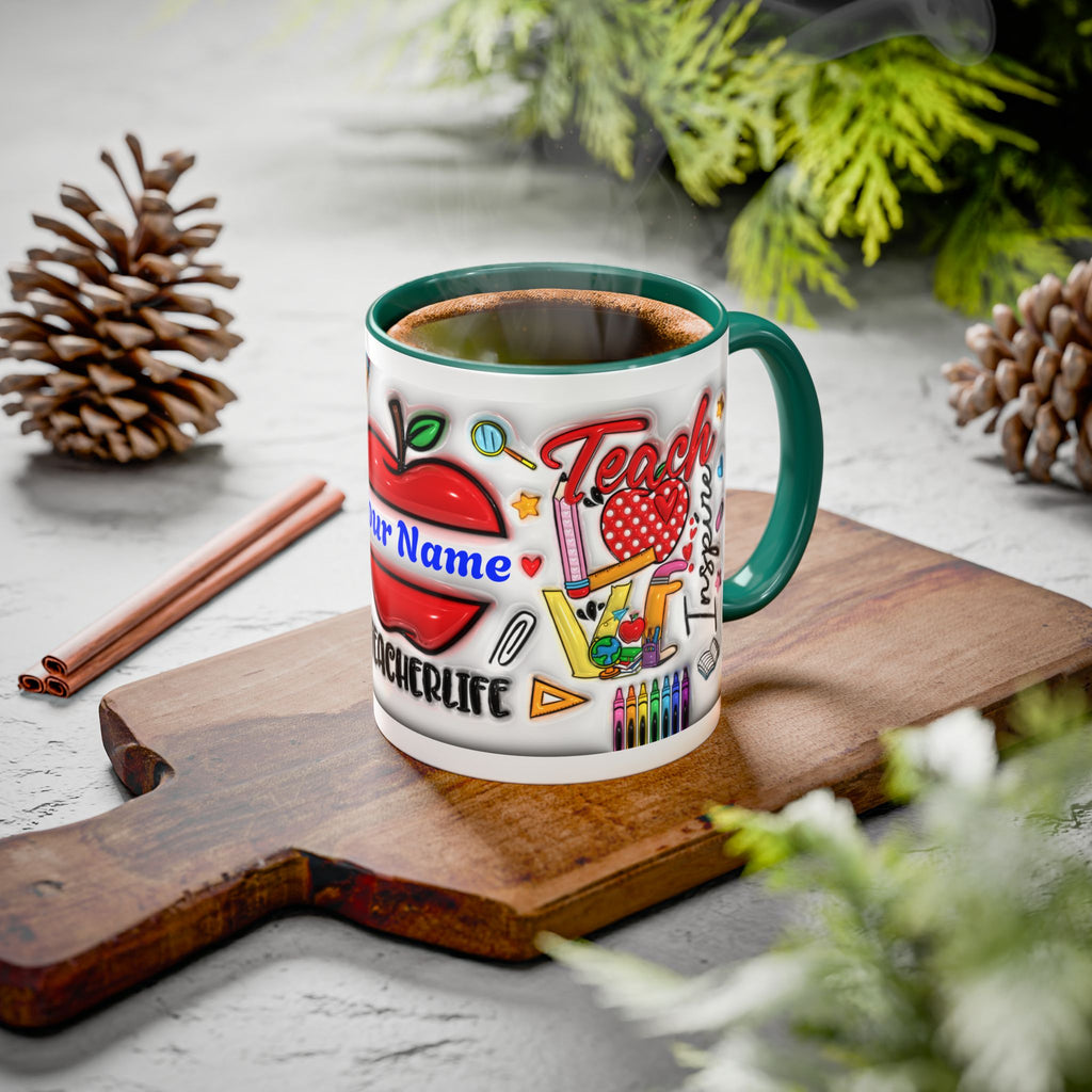 Personalized Teacher Mugs | Colorful 11oz & 15oz Coffee Cups | Fun Gift for Educators | Back to School | Teacher Appreciation
