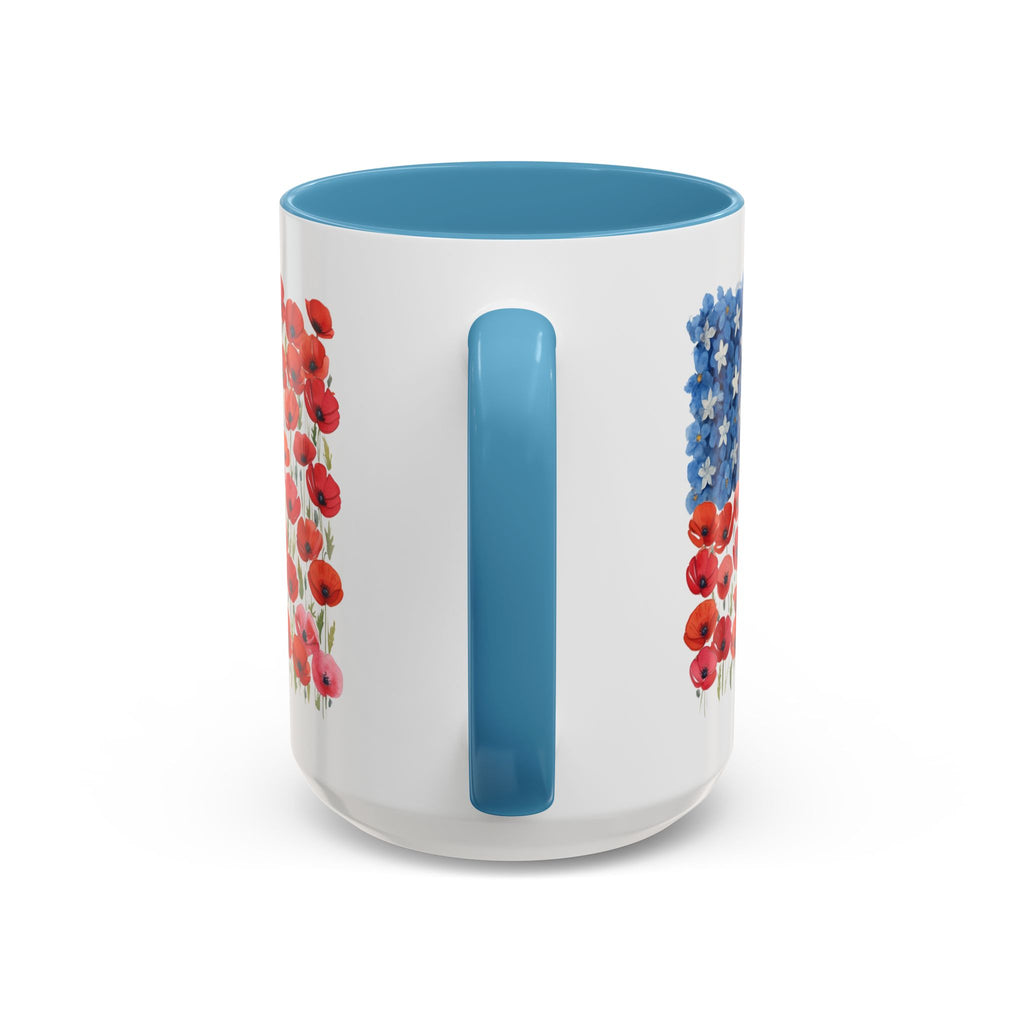 Poppy Flowers  American Flag Mug | Accent Coffee Mug