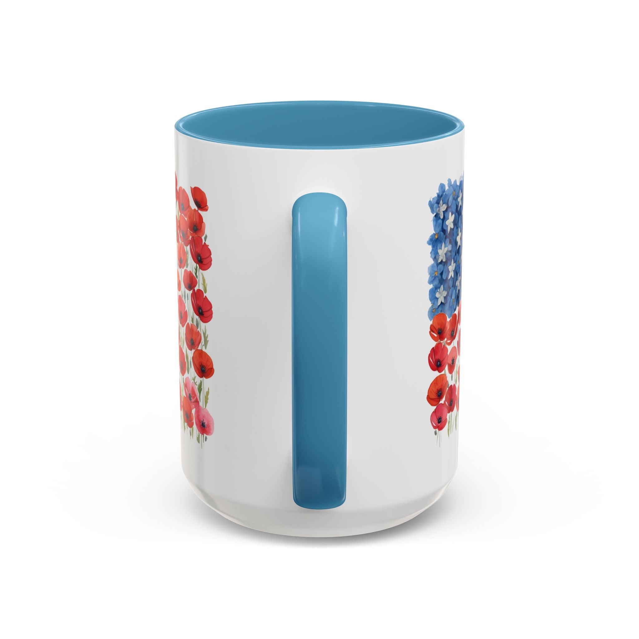 Poppy Flowers  American Flag Mug | Accent Coffee Mug