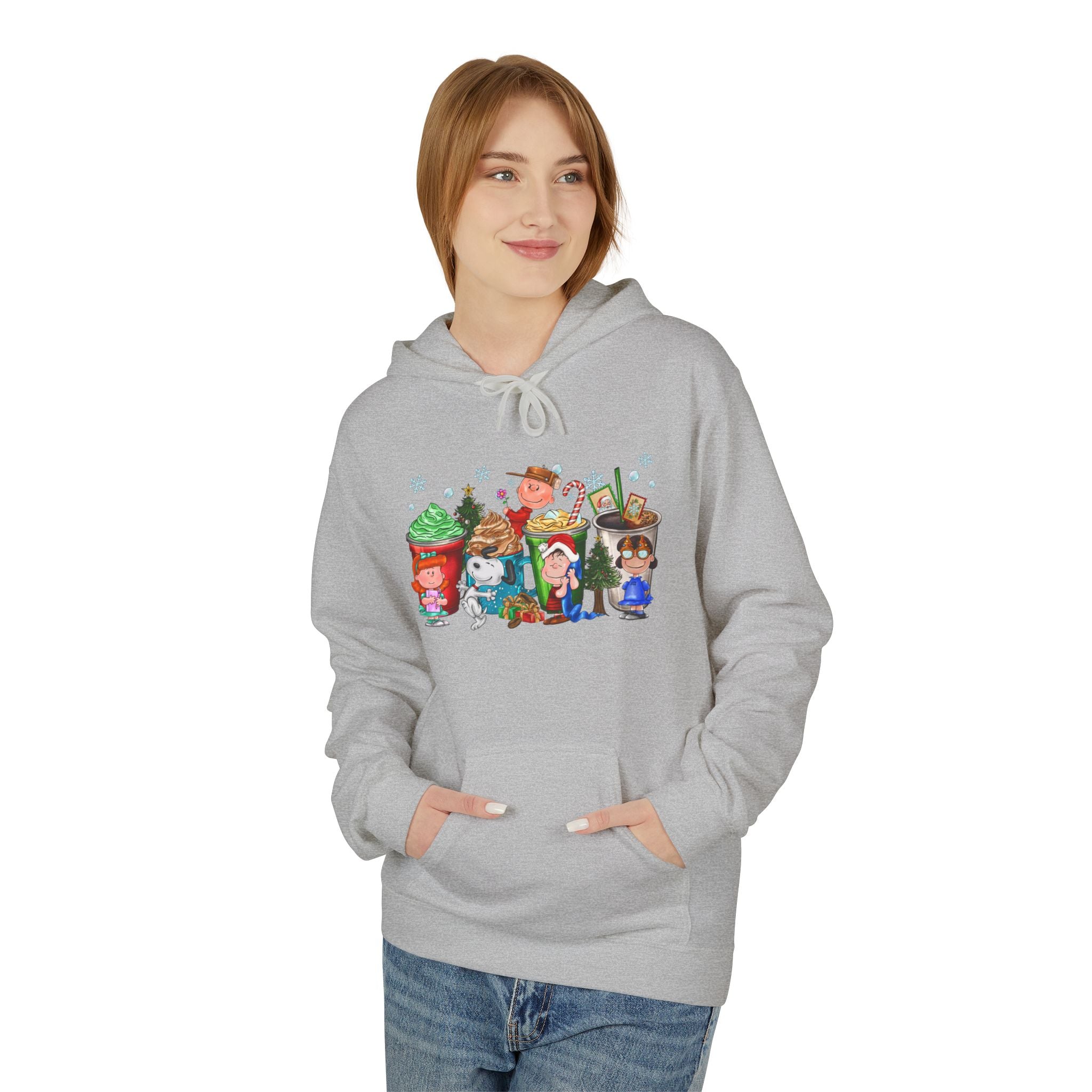 Holiday Hot Cocoa Peanut Characters Hoodie | Winter Drink Cartoon Crew