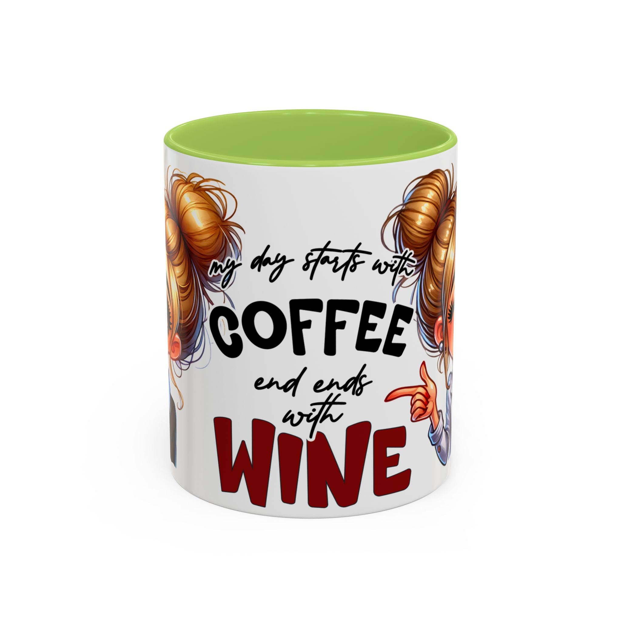 My Day Starts With Coffee and Ends With Wine Mug | Accent Coffee Mug