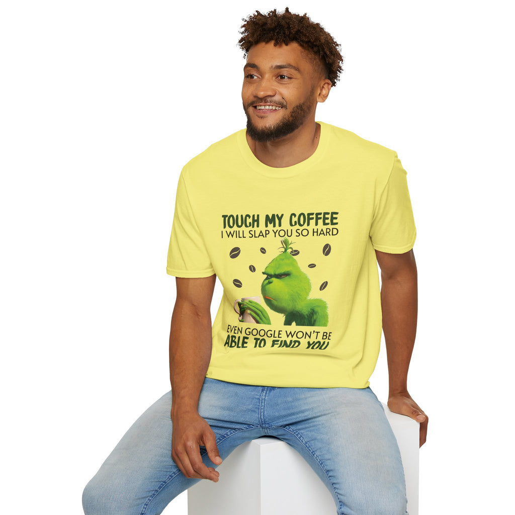 Funny Grinch Coffee T-Shirt, Unisex Tee for Coffee Lovers, Holiday Gift, Quirky Humor Shirt, Perfect for Christmas and Birthdays