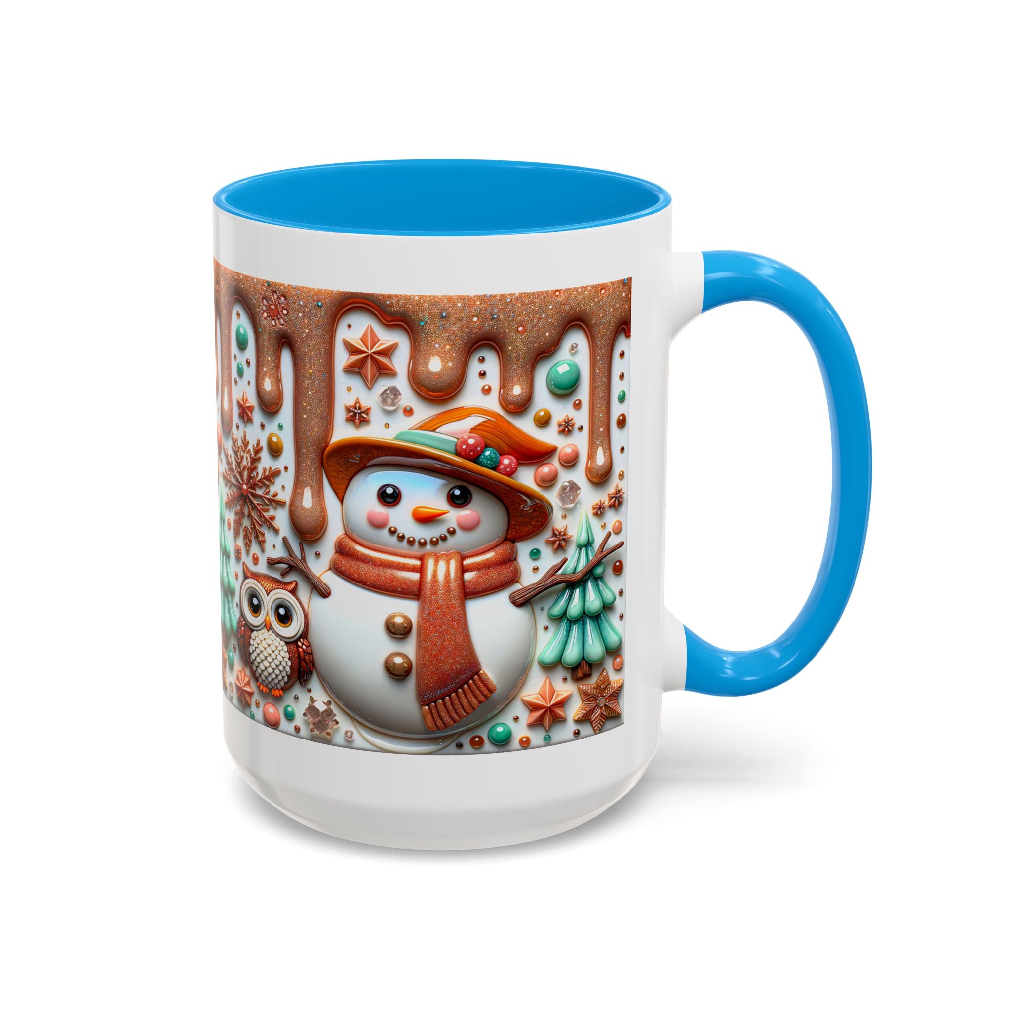 Colorful Holiday Mugs: Festive Owl & Snowman Design, Winter Gift, Christmas Coffee Cup, Cozy Kitchen Decor, Hot Cocoa Mug
