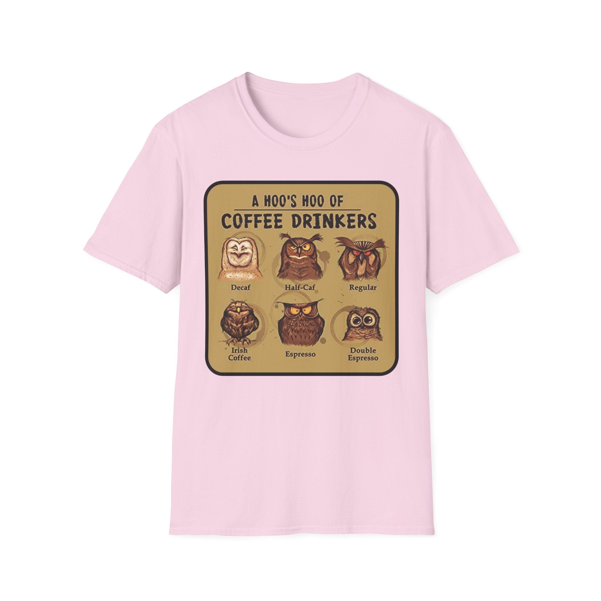 Coffee Owl Types T-Shirt | A Hoo's Hoo of Coffee Drinkers