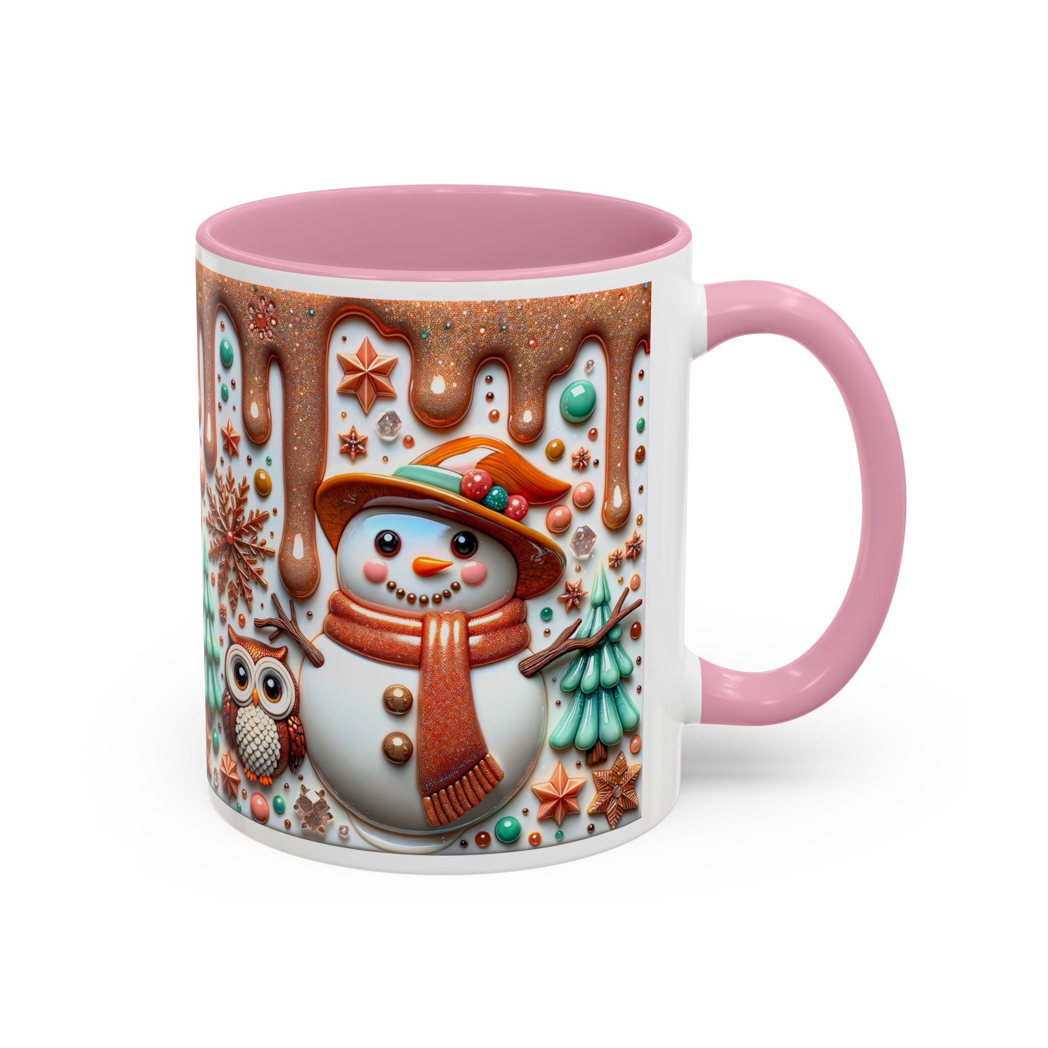 Colorful Holiday Mugs: Festive Owl & Snowman Design, Winter Gift, Christmas Coffee Cup, Cozy Kitchen Decor, Hot Cocoa Mug