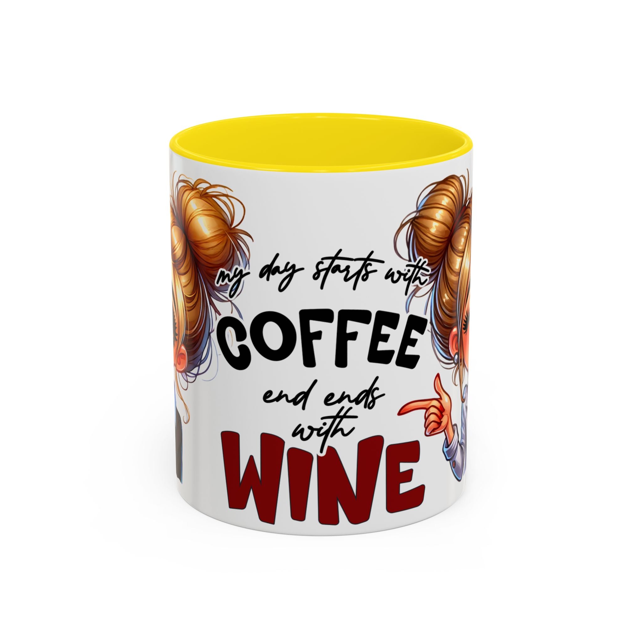 My Day Starts With Coffee and Ends With Wine Mug | Accent Coffee Mug