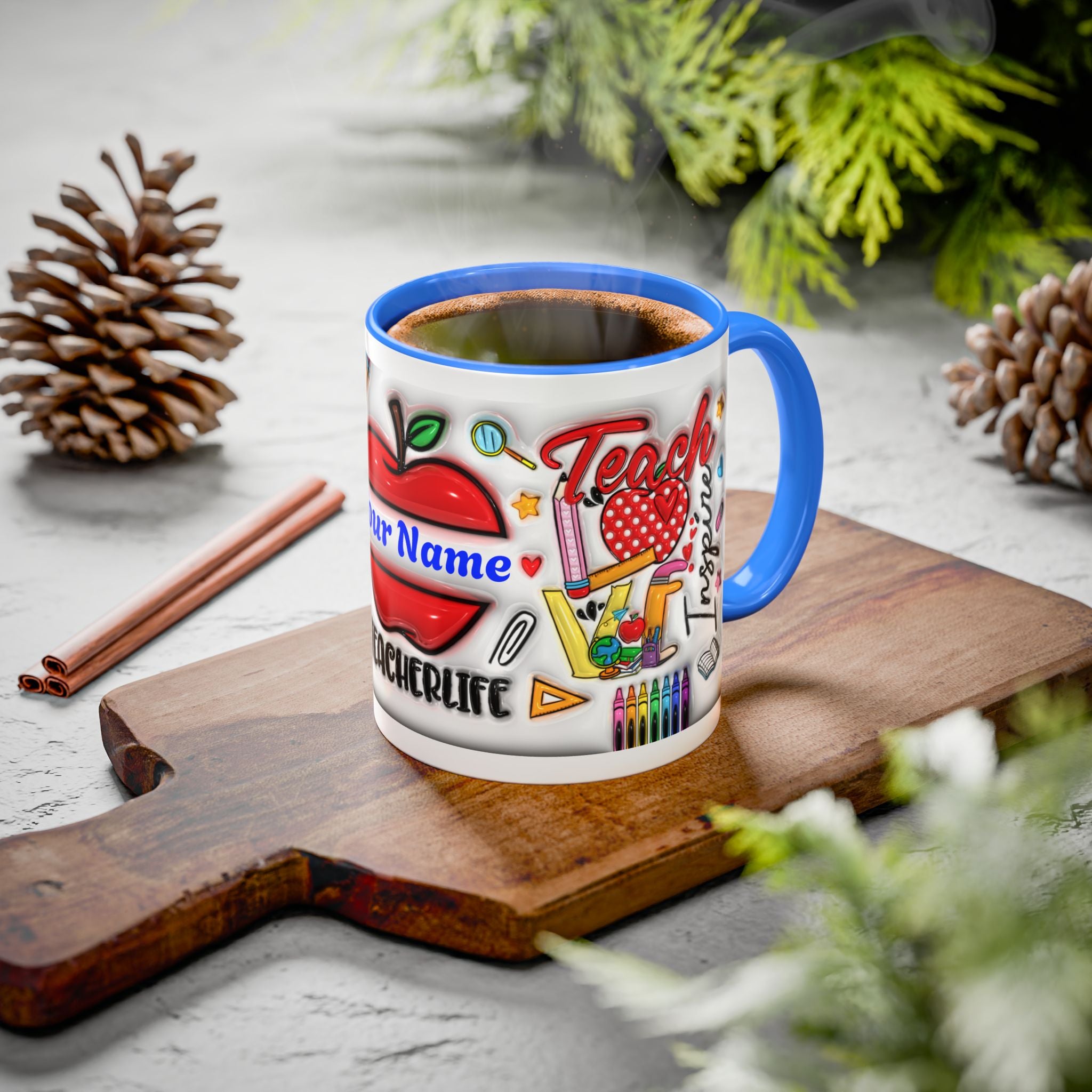 Personalized Teacher Mugs | Colorful 11oz & 15oz Coffee Cups | Fun Gift for Educators | Back to School | Teacher Appreciation