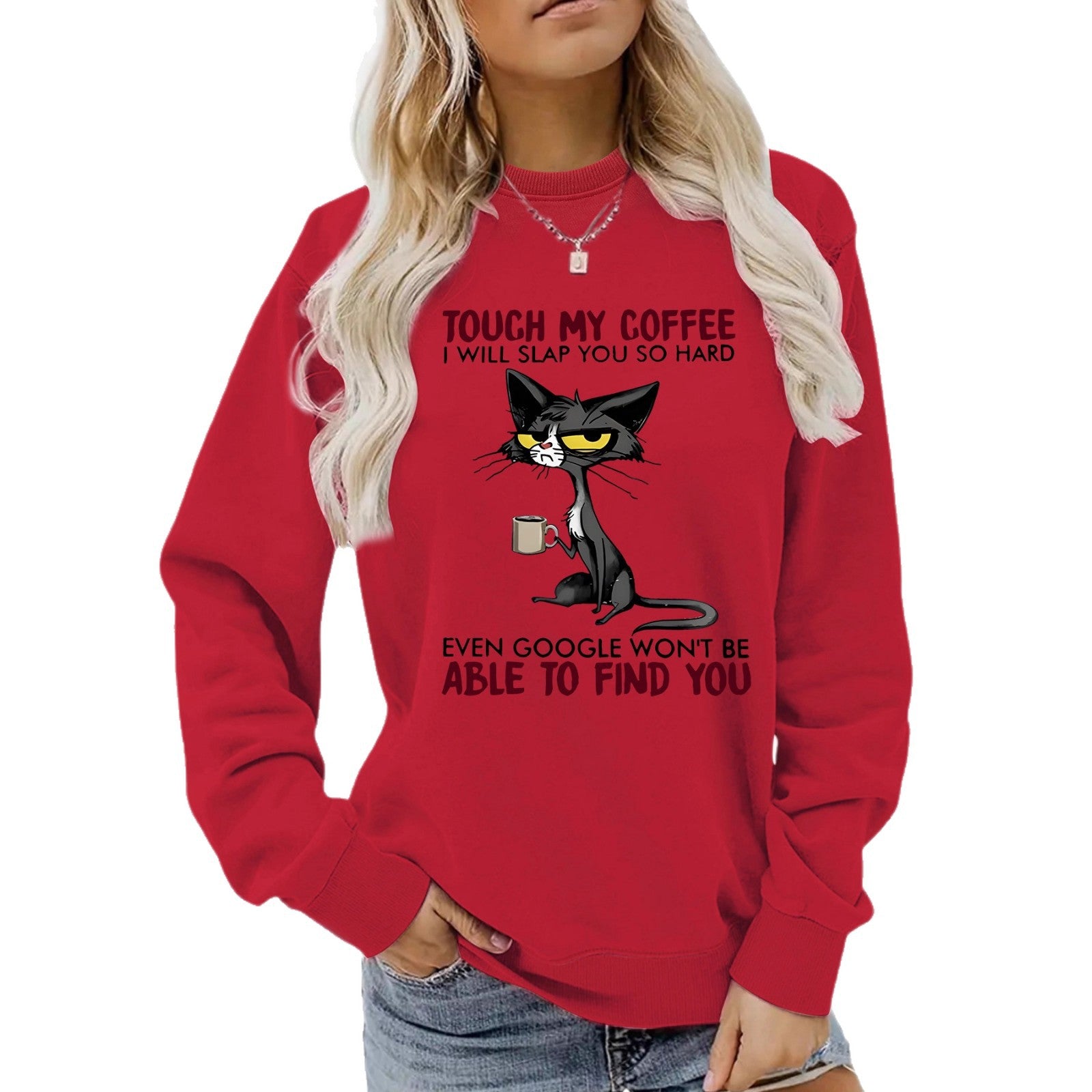 Coffee Cat Pattern Printed Hoodie