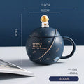 Planet Mug Ceramic Coffee Cup With Lid Spoon