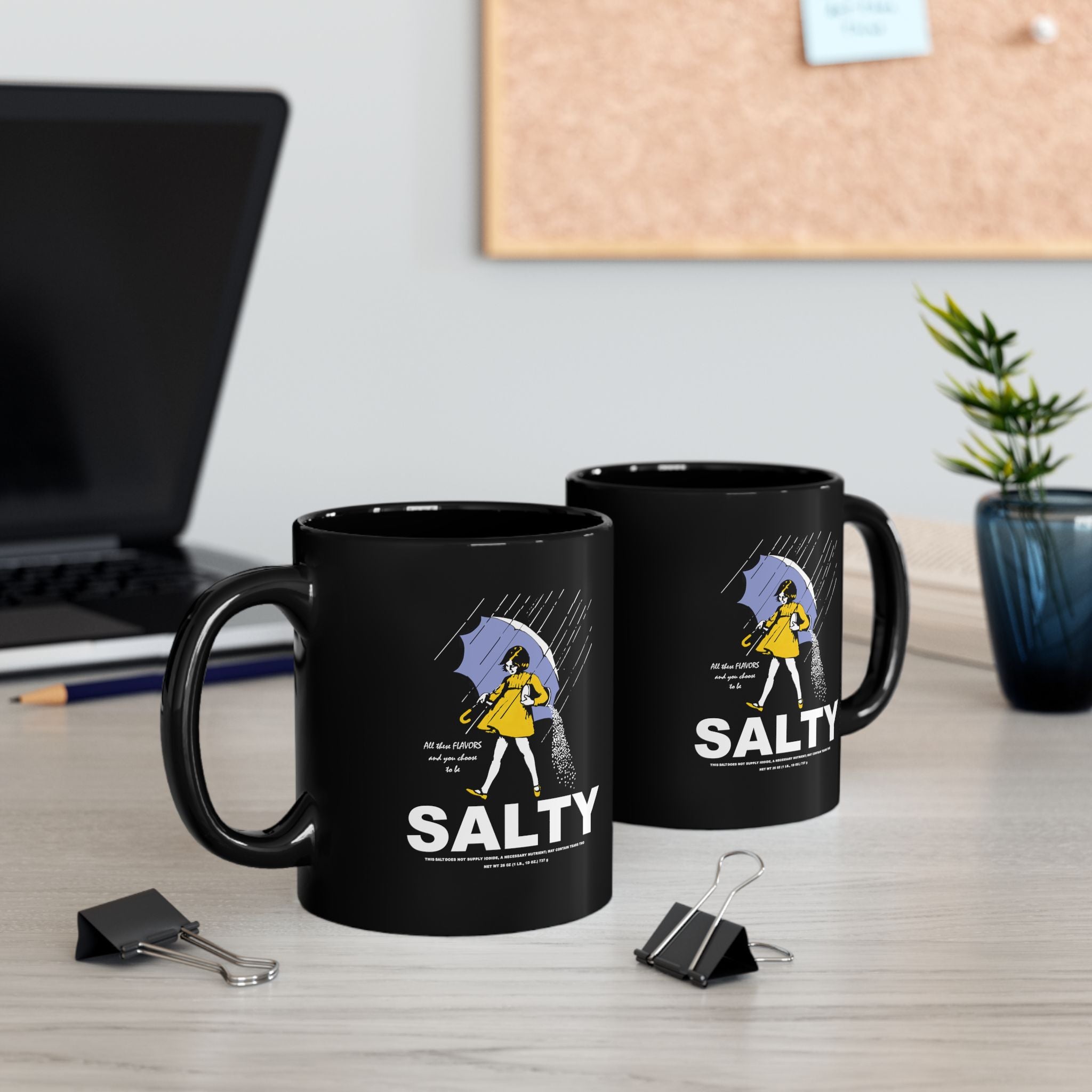 Salty Rainy Day Coffee Mug — Funny 'Salty' Rain Umbrella Design (11oz & 15oz)