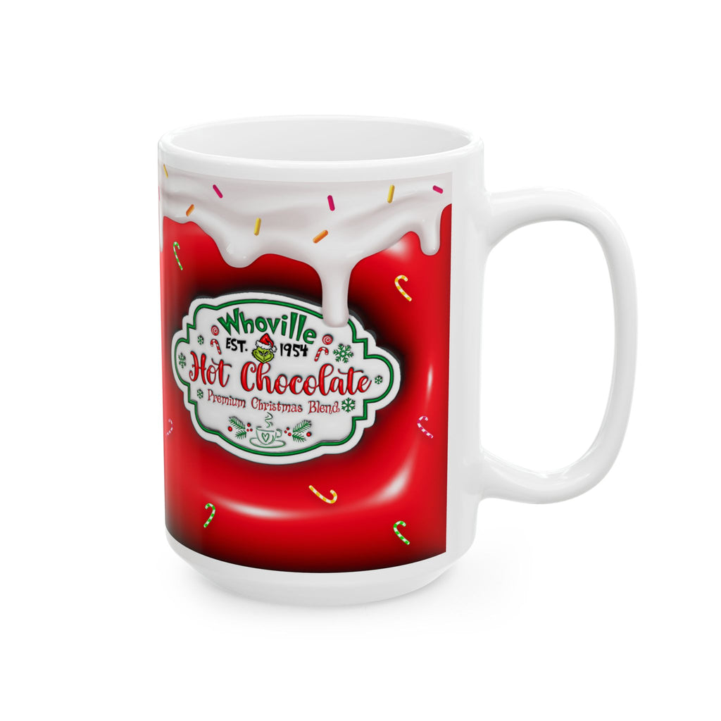 Hot Chocolate Mug Christmas Holiday Red Drip Candy Cane Ceramic Mug