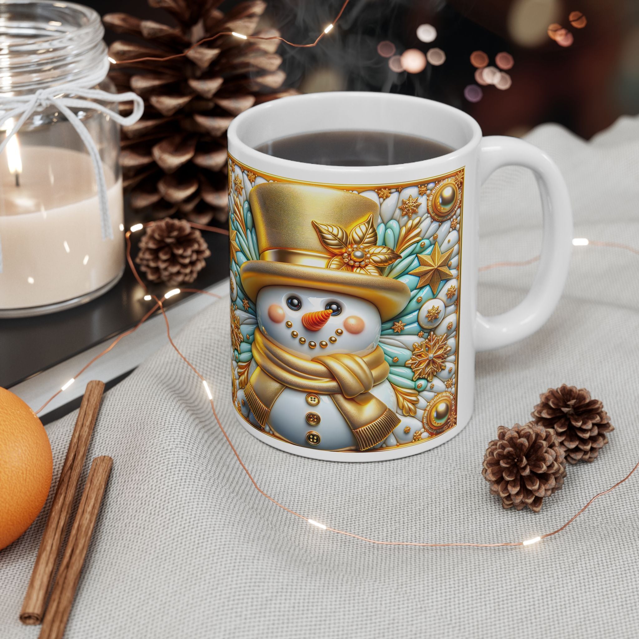 Festive Snowman Ceramic Mug - Perfect for Holiday Gifting, Winter Celebrations, Cozy Home Decor, Christmas Kitchenware, Seasonal Drinkware