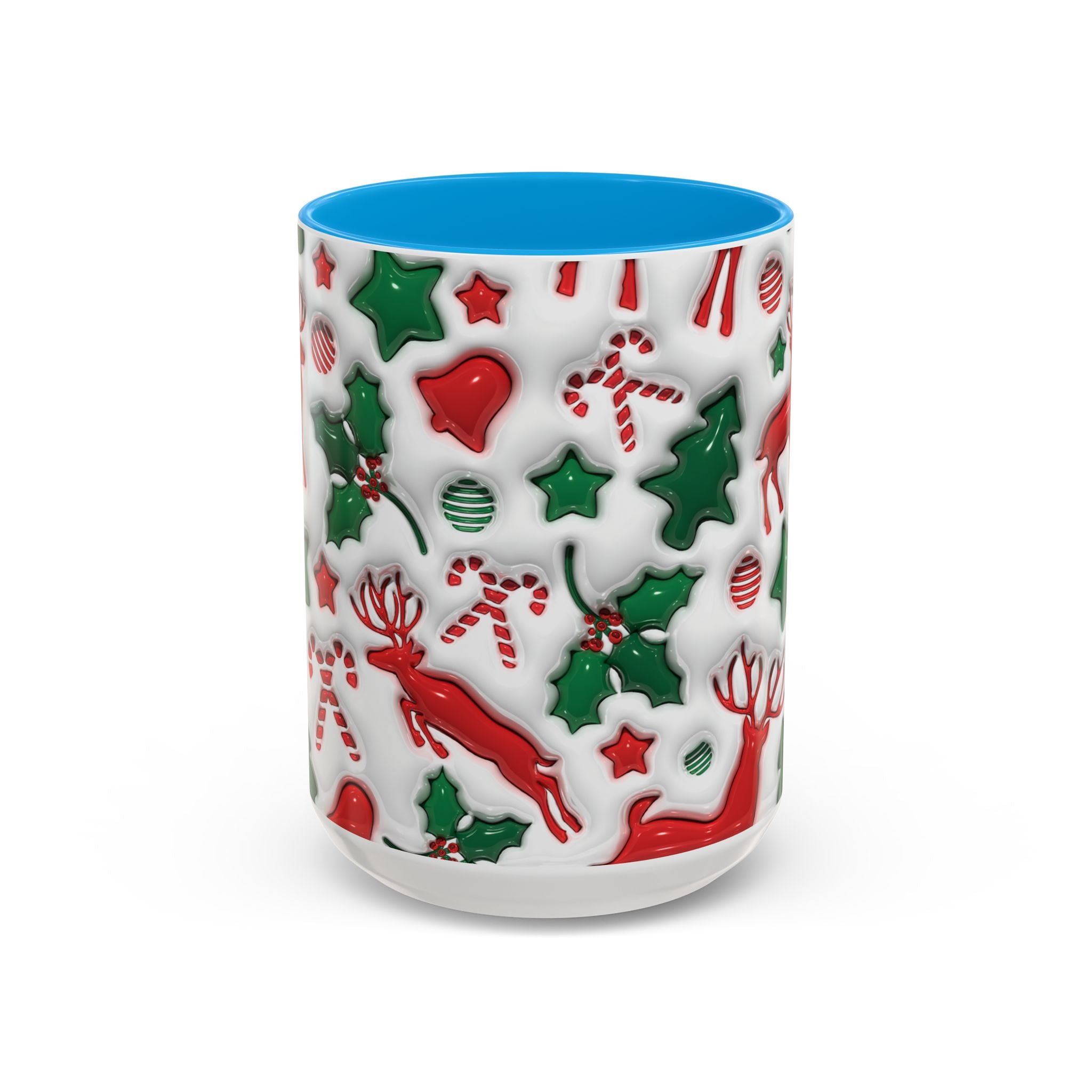 Festive Holiday Mugs, Christmas Coffee Cups, Colorful Reindeer and Candy Cane Design, Cozy Winter Drinkware, Perfect Gift for Holidays