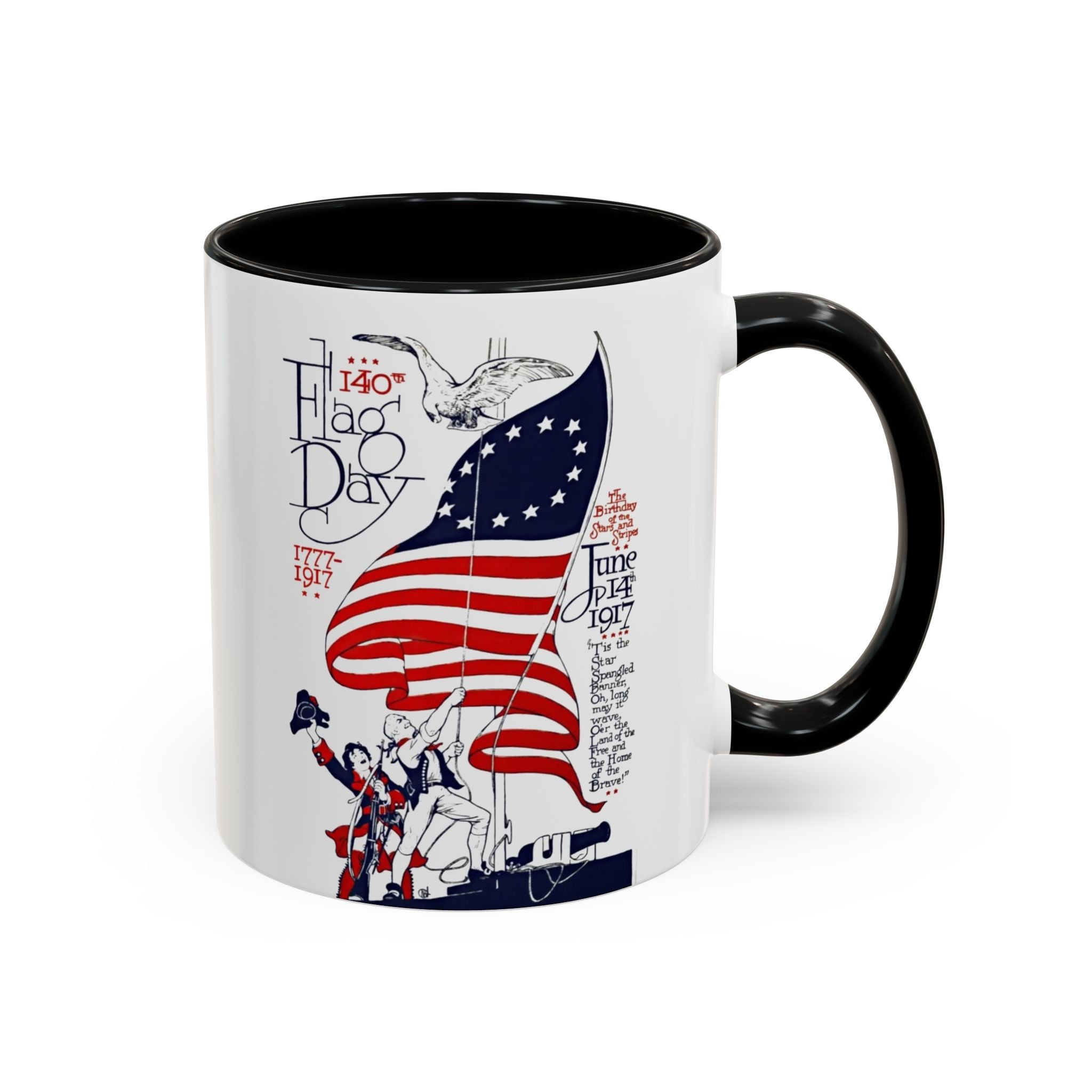 American Flag Day June 14th Parade Illustration Mug | Accent Coffee Mug