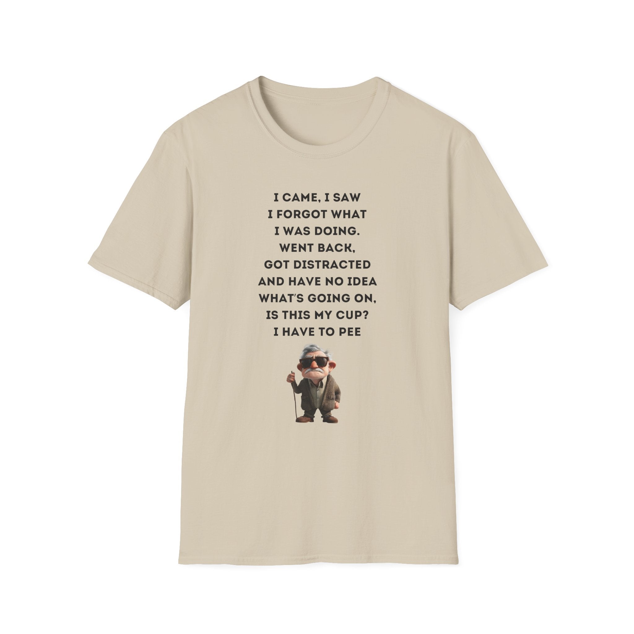 Forgetful Mini Character I Have To Pee T-Shirt | Funny Quote Tee