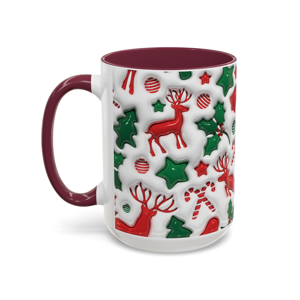 Festive Holiday Mugs, Christmas Coffee Cups, Colorful Reindeer and Candy Cane Design, Cozy Winter Drinkware, Perfect Gift for Holidays