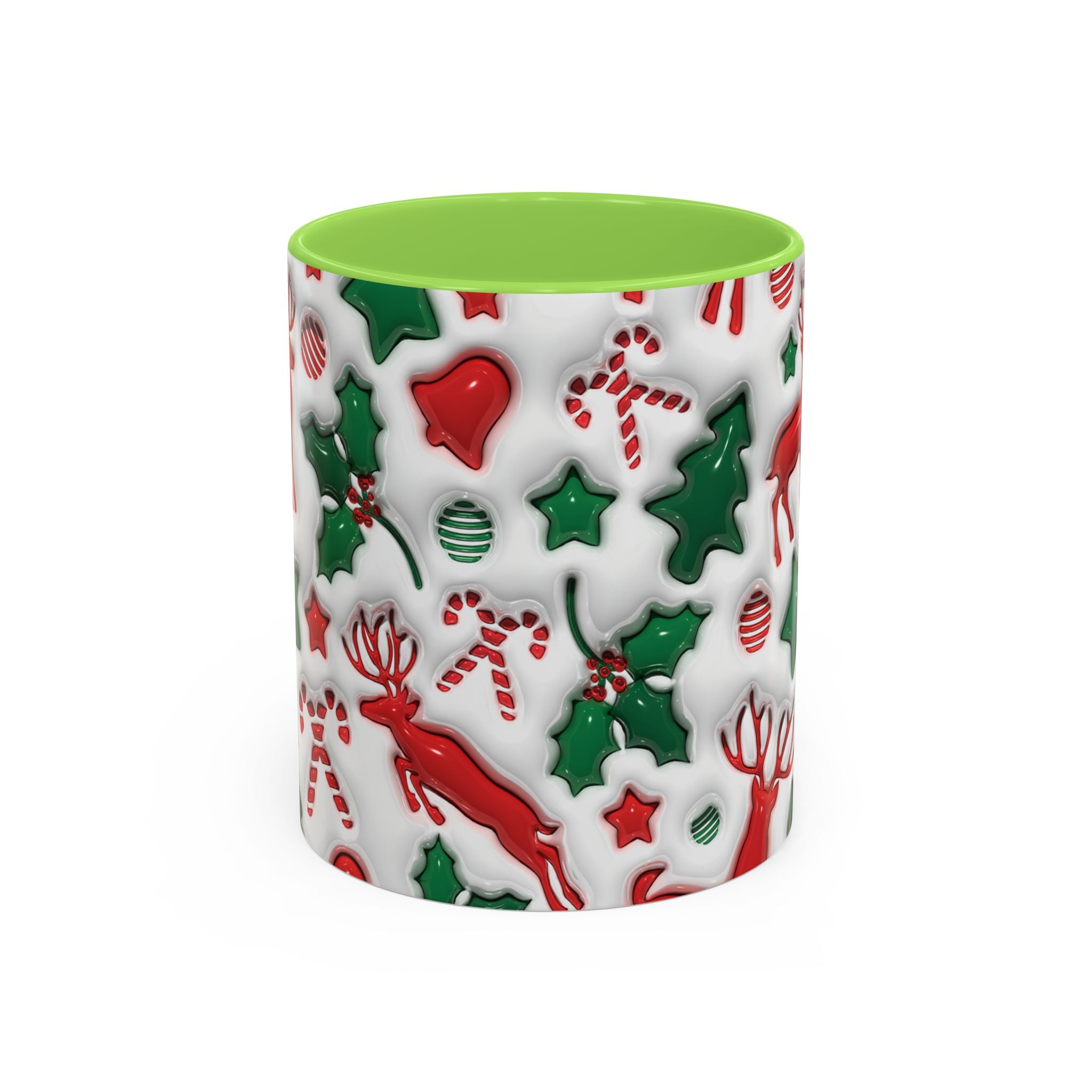 Festive Holiday Mugs, Christmas Coffee Cups, Colorful Reindeer and Candy Cane Design, Cozy Winter Drinkware, Perfect Gift for Holidays