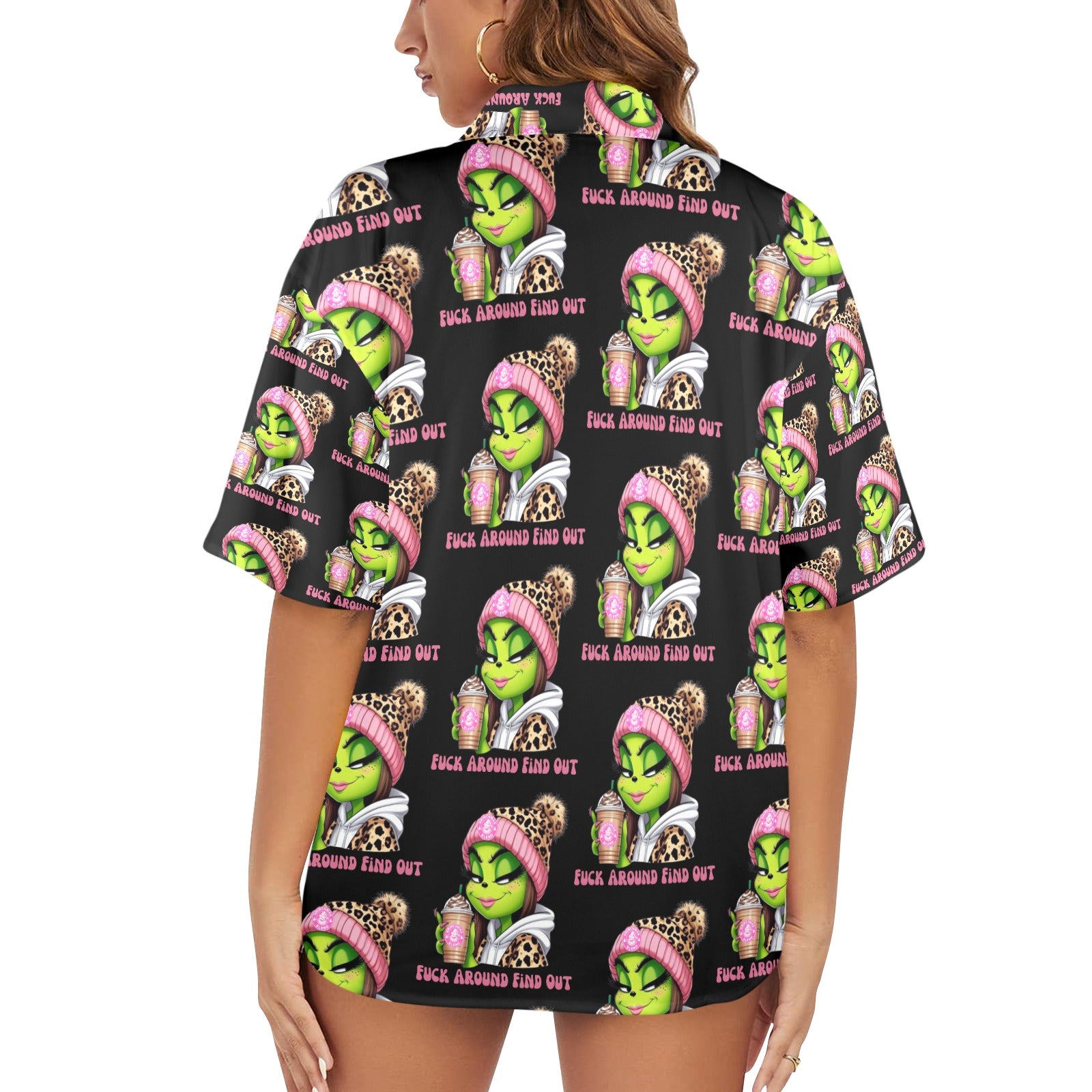Fa/Fo Women's All Over Print Miss Grinch Shirt （Made in USA Ships to USA Only）