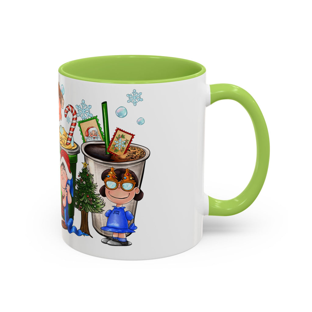 The Peanut Gang Christmas Characters Accent Coffee Mug | Holiday Cocoa Cartoon Mug