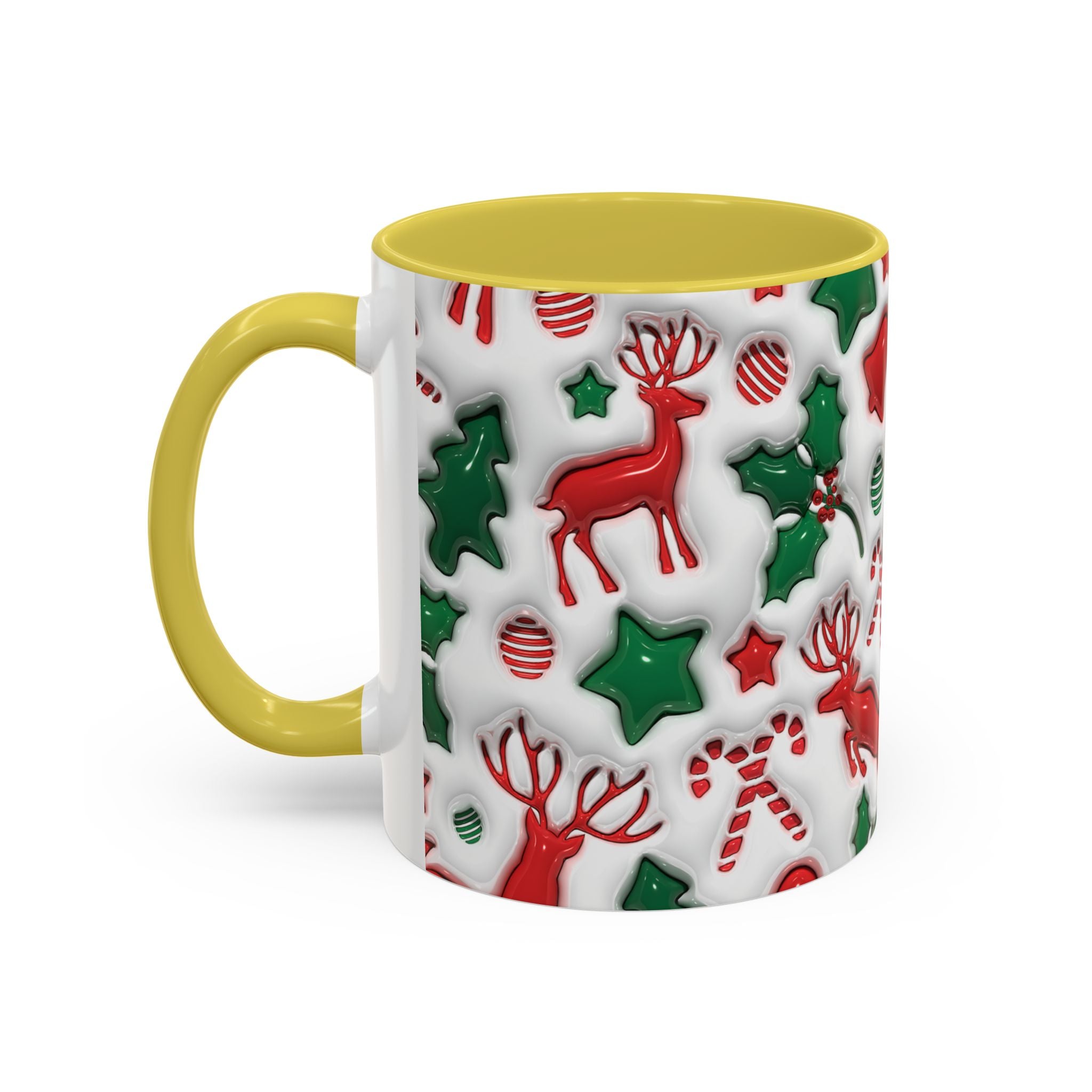 Festive Holiday Mugs, Christmas Coffee Cups, Colorful Reindeer and Candy Cane Design, Cozy Winter Drinkware, Perfect Gift for Holidays