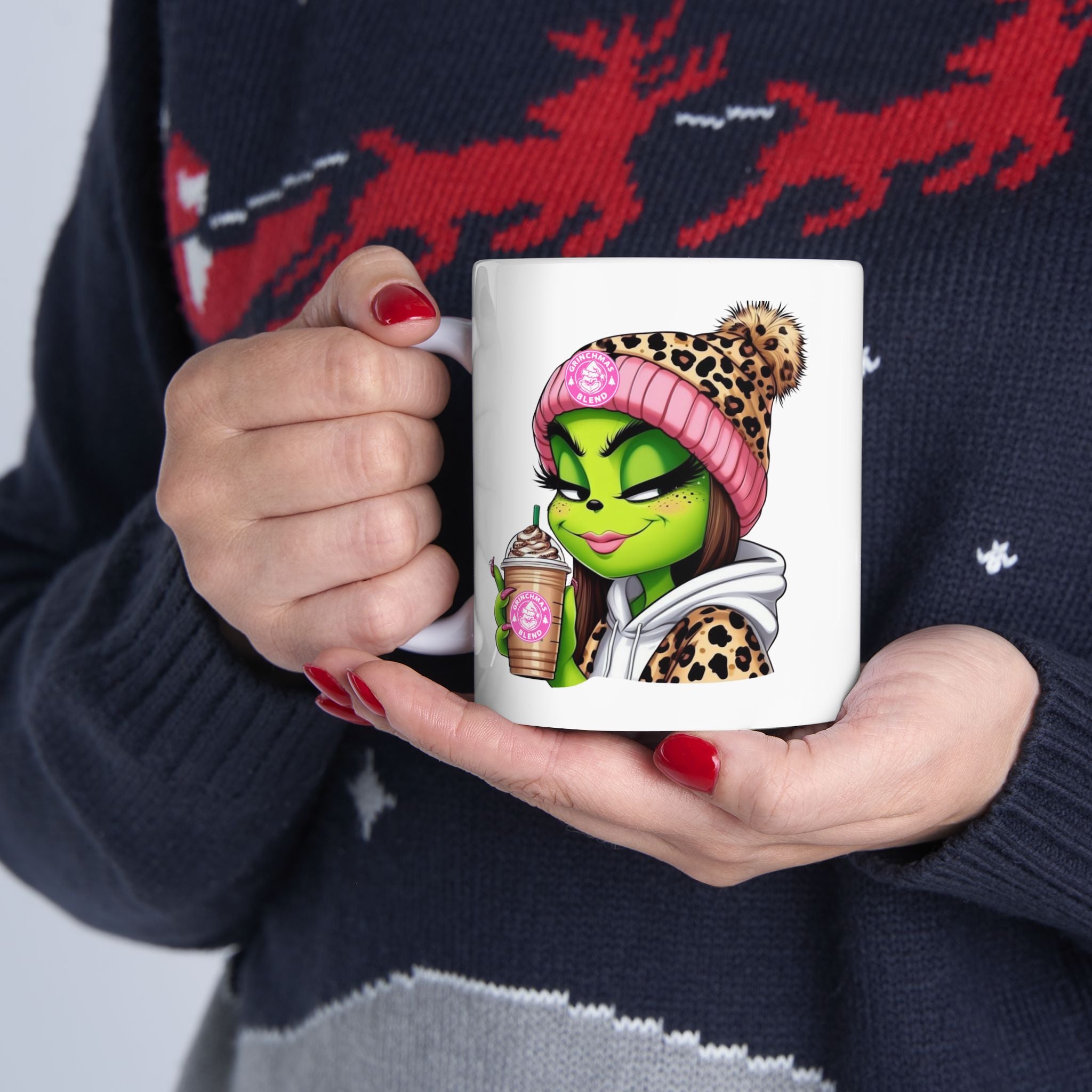 Funky Grinchy-Themed Ceramic Mug | Cute Coffee Cup, Gift for Miss Grinch Lovers, Unique Kitchen Decor, Fun Drinkware, Quirky Mug