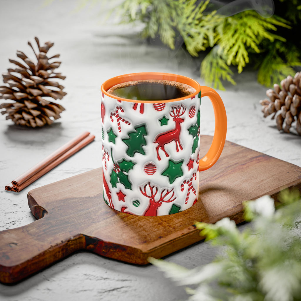Festive Holiday Mugs, Christmas Coffee Cups, Colorful Reindeer and Candy Cane Design, Cozy Winter Drinkware, Perfect Gift for Holidays