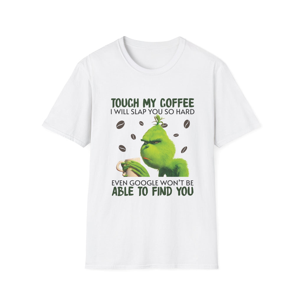 Funny Grinch Coffee T-Shirt, Unisex Tee for Coffee Lovers, Holiday Gift, Quirky Humor Shirt, Perfect for Christmas and Birthdays