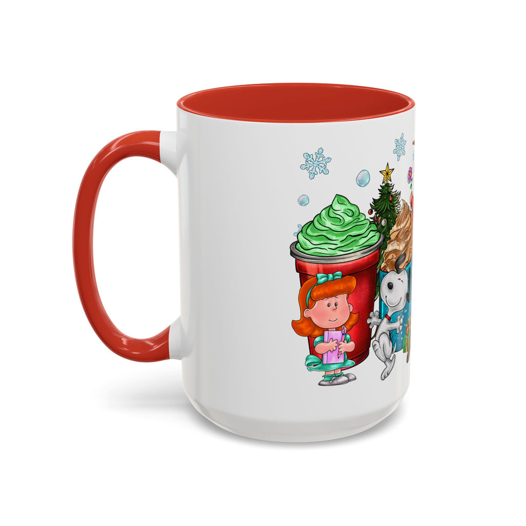 The Peanut Gang Christmas Characters Accent Coffee Mug | Holiday Cocoa Cartoon Mug