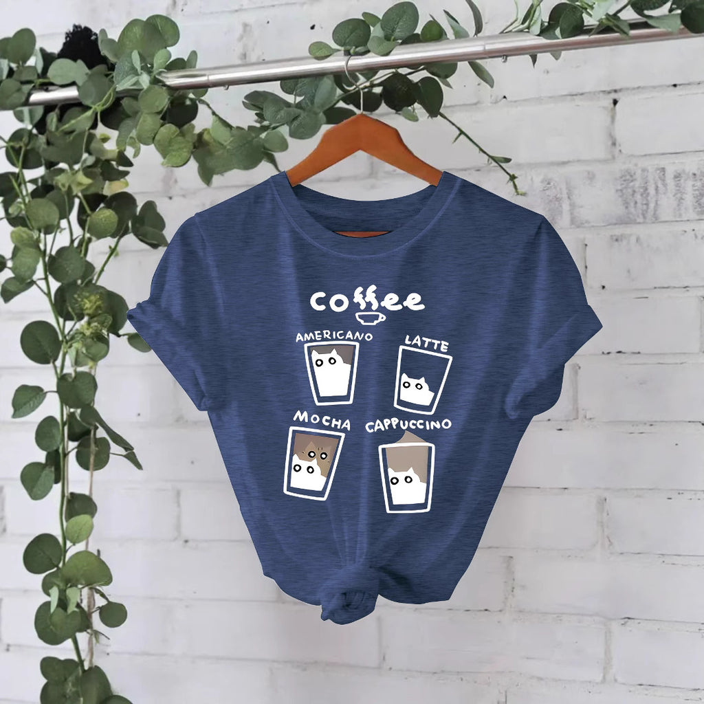 T-shirt short sleeved women's coffee cup