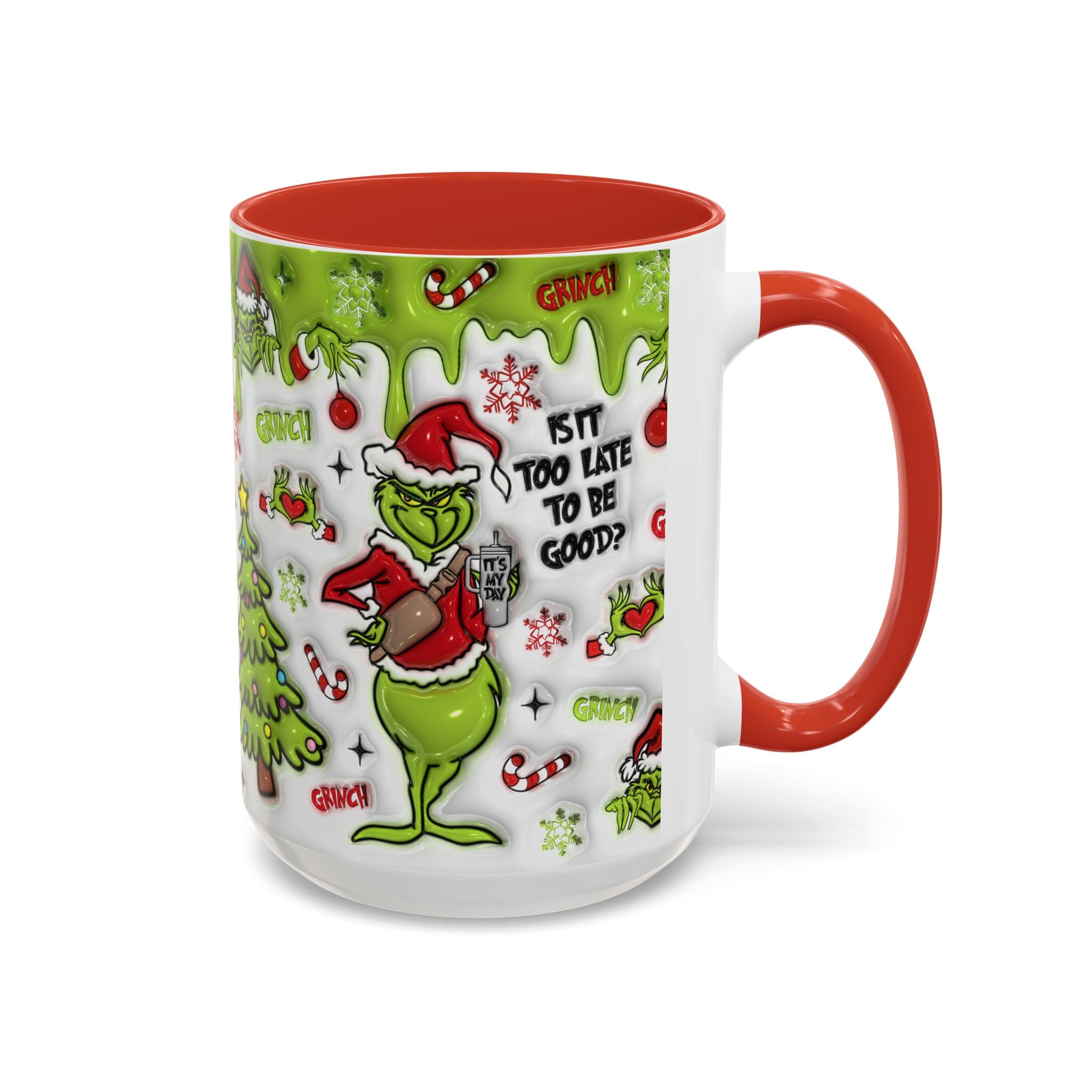 Grinch Holiday Coffee Mug — "Is It Too Late to Be Good?" Accent 11/15oz