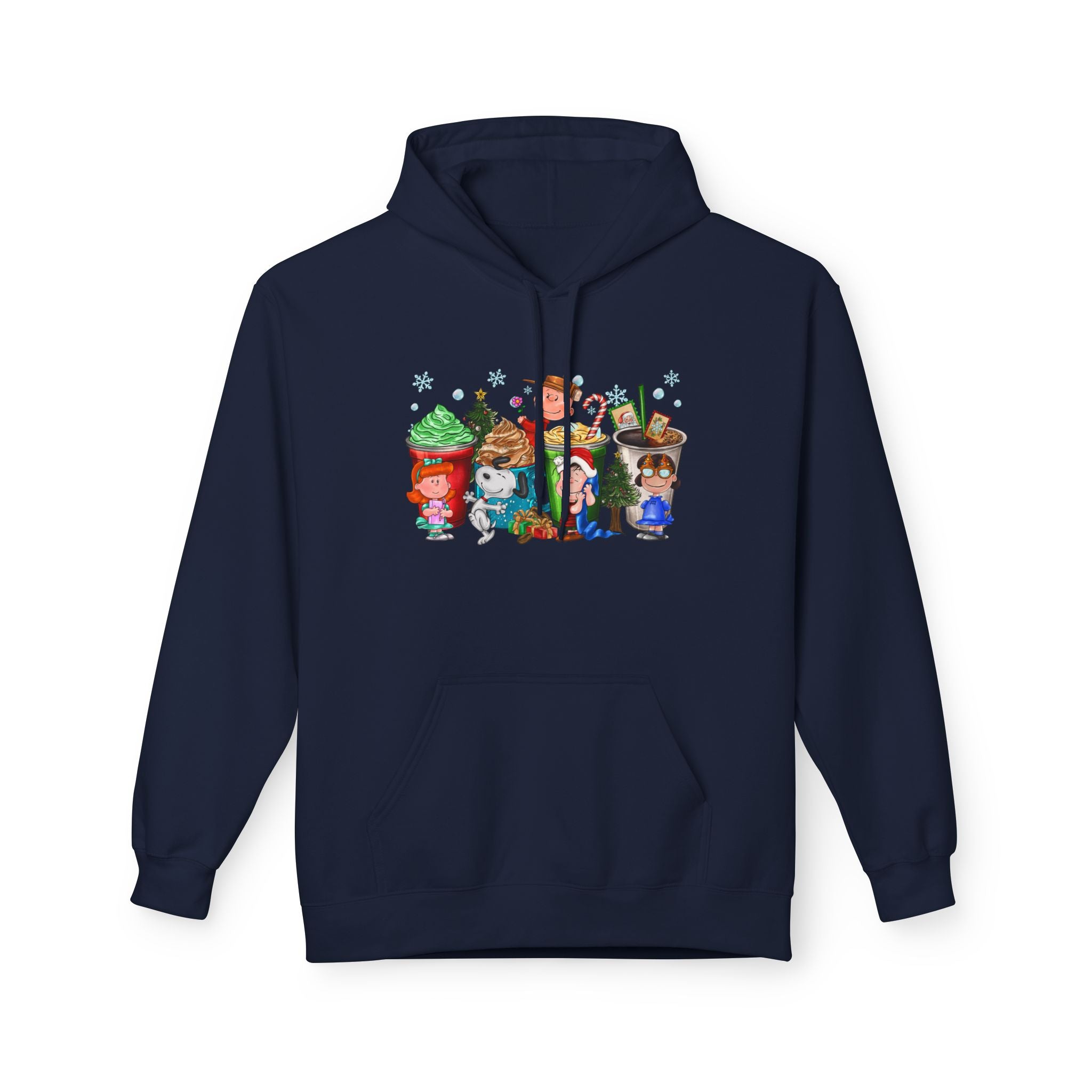 Holiday Hot Cocoa Peanut Characters Hoodie | Winter Drink Cartoon Crew
