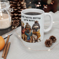 Coffee Mug — "Coffee Tastes Better With Pugs" Cute Pug Winter Beanie Ceramic Mug (11oz, 15oz)