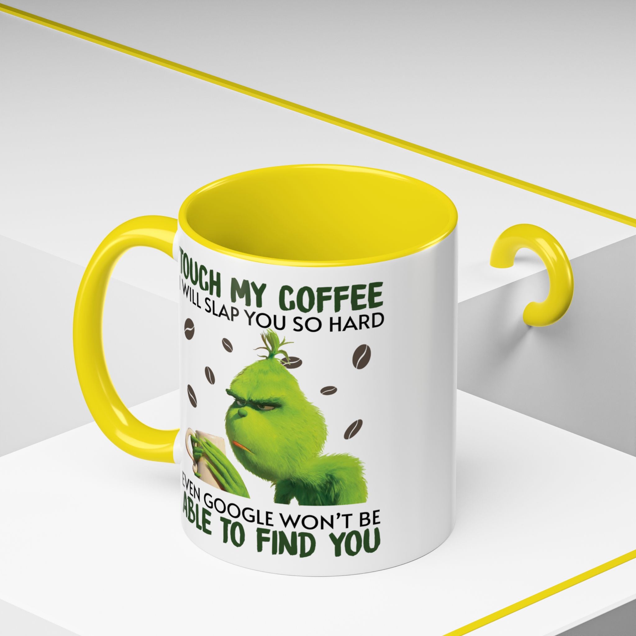 Grumpy Grinch Coffee Mug — "Tough My Coffee I Will Slap You" Funny Holiday Mug (11/15oz)