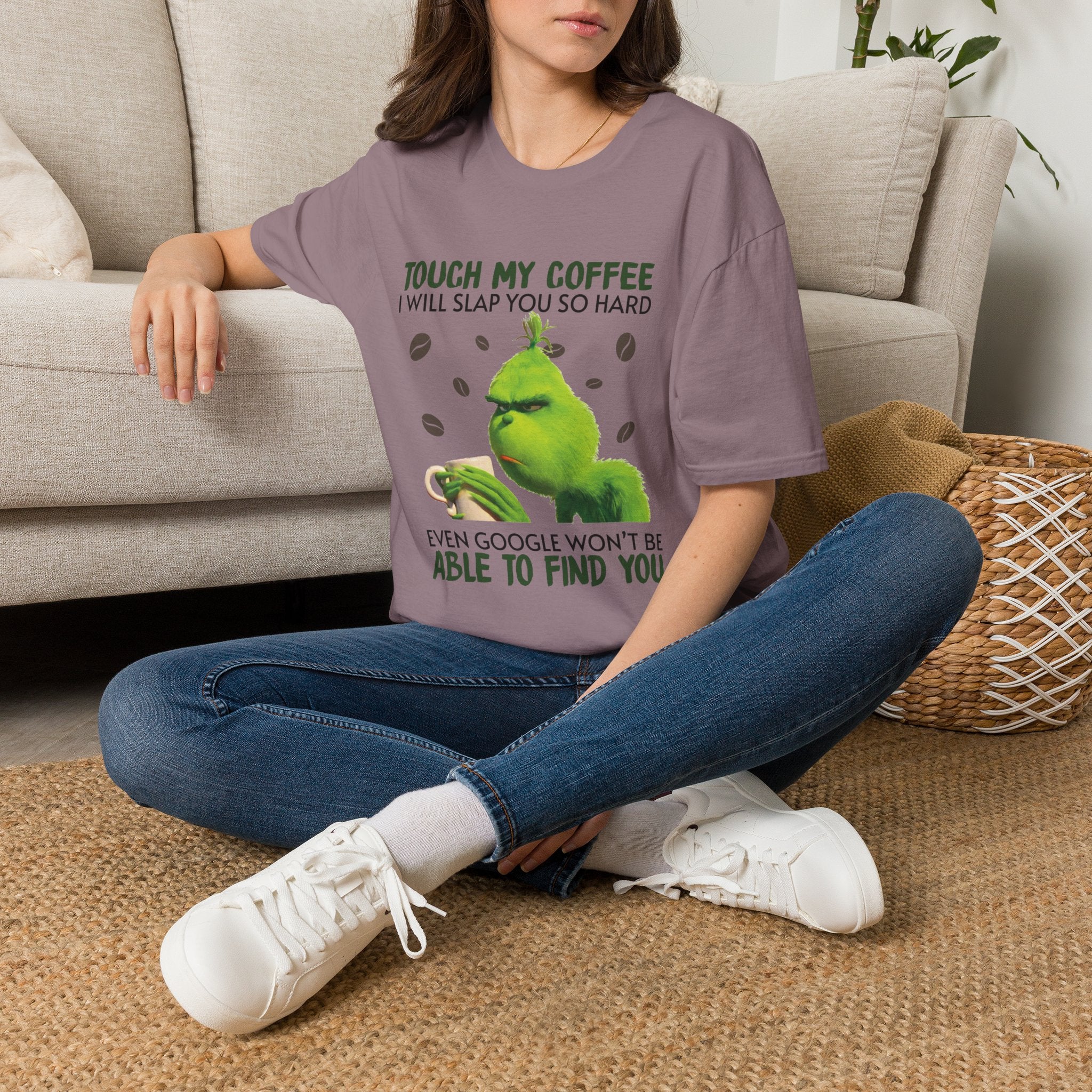 Funny Grinch Coffee T-Shirt, Unisex Tee for Coffee Lovers, Holiday Gift, Quirky Humor Shirt, Perfect for Christmas and Birthdays