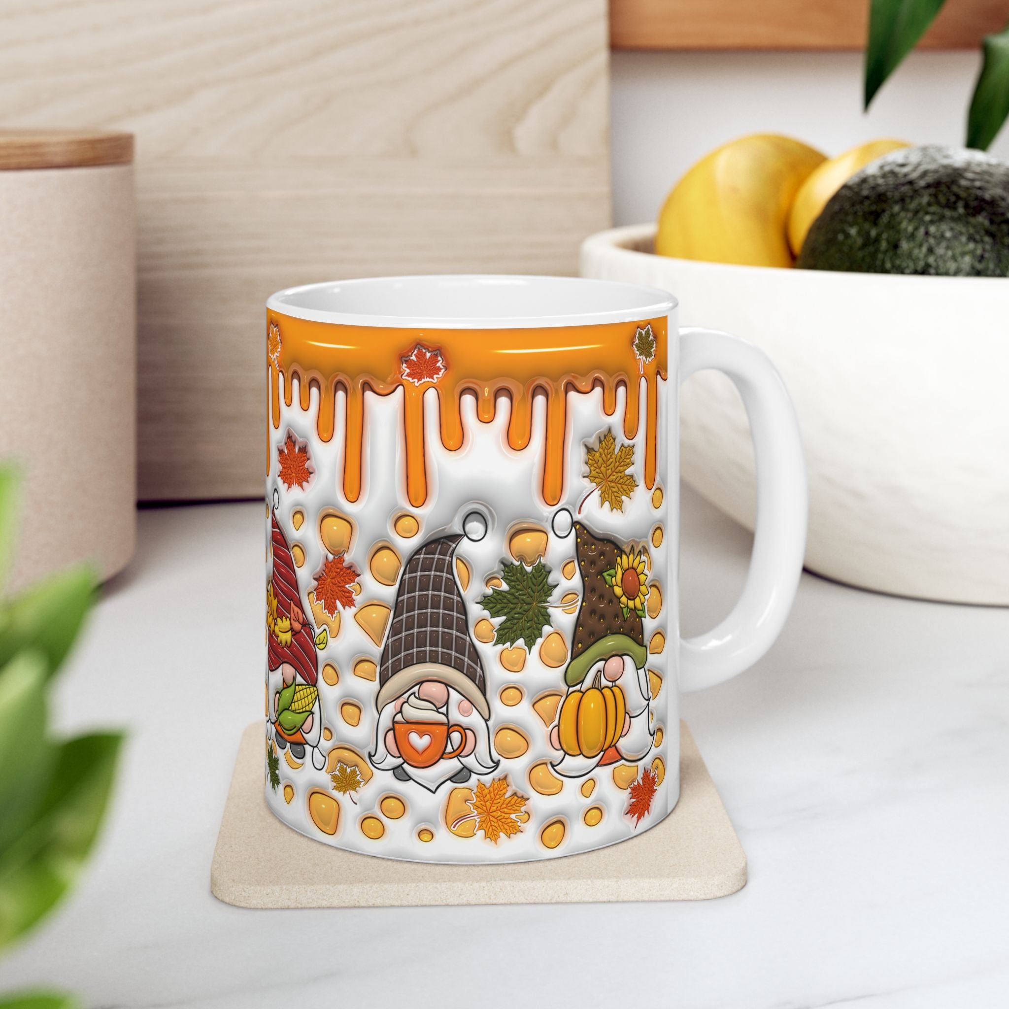 Autumn Gnome Pumpkin Mug | Ceramic Coffee Mug