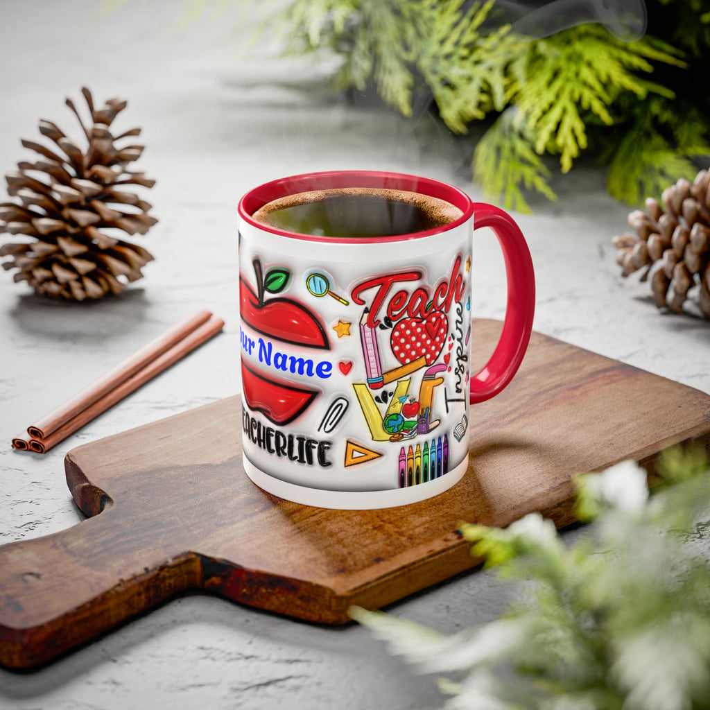Personalized Teacher Mugs | Colorful 11oz & 15oz Coffee Cups | Fun Gift for Educators | Back to School | Teacher Appreciation