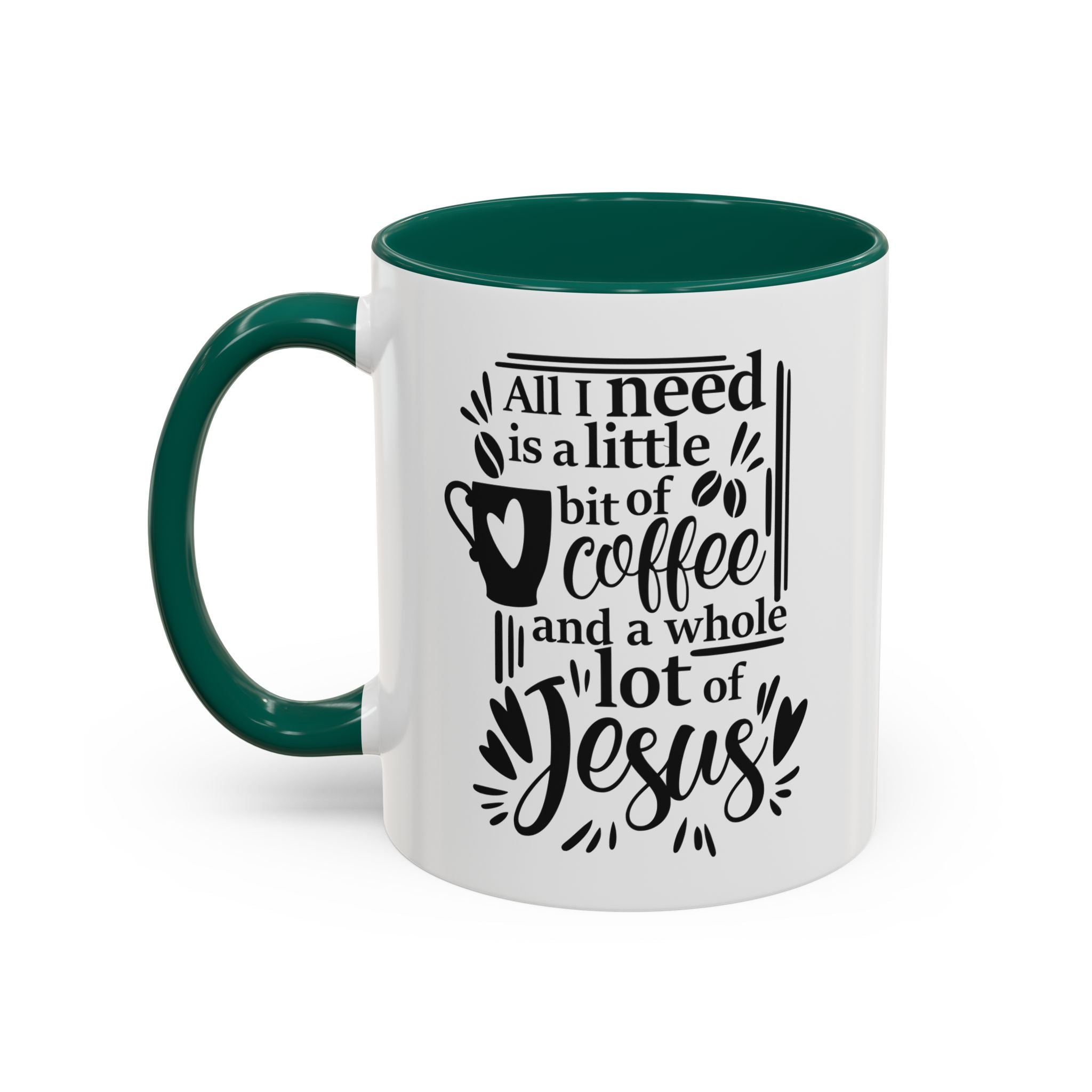 Religious Coffee Mug, Christian Tea Cup, All I Need is Coffee and Jesus, Gift for Coffee Lover, Inspirational Quote Mug with Many Colors