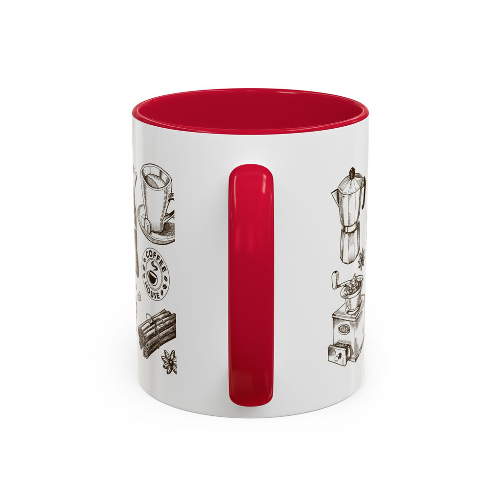 Coffee Pattern Mug — Illustrated Coffee Beans & Brewing Tools (11oz/15oz)